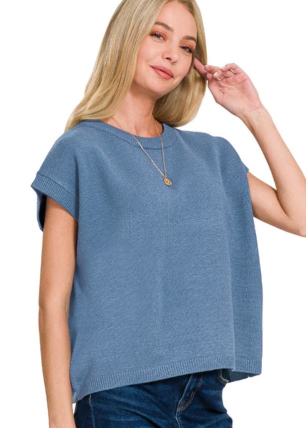 Dusty Blue Viscose Sweater Vest