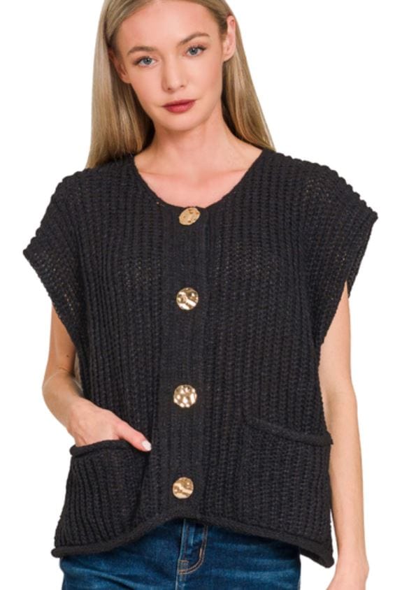 Black 4 Button Sweater Vest