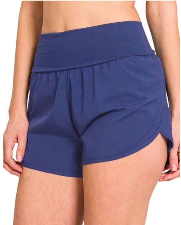Light Navy High Waisted Band Shorts