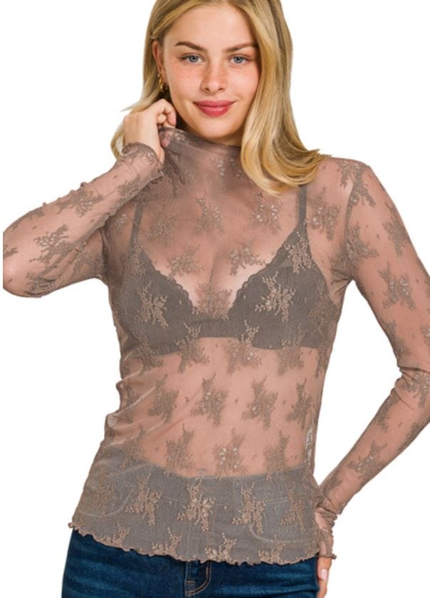 Cocoa Lace Layering Top