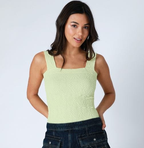 Pistachio Cream Lace Textured Square Top