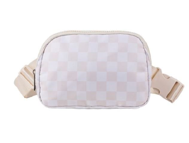 Beige Checkered Belt Bag