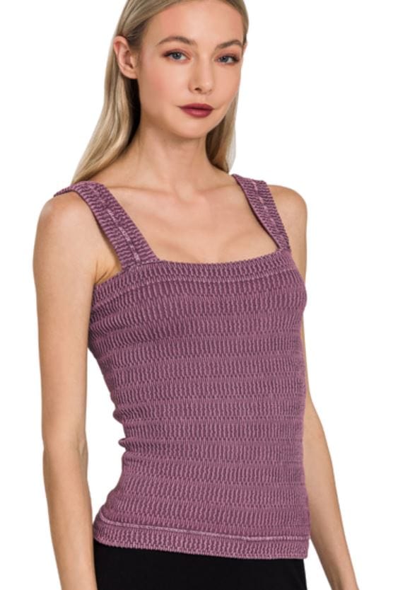 Eggplant Winkle Stone Washed Tank Top