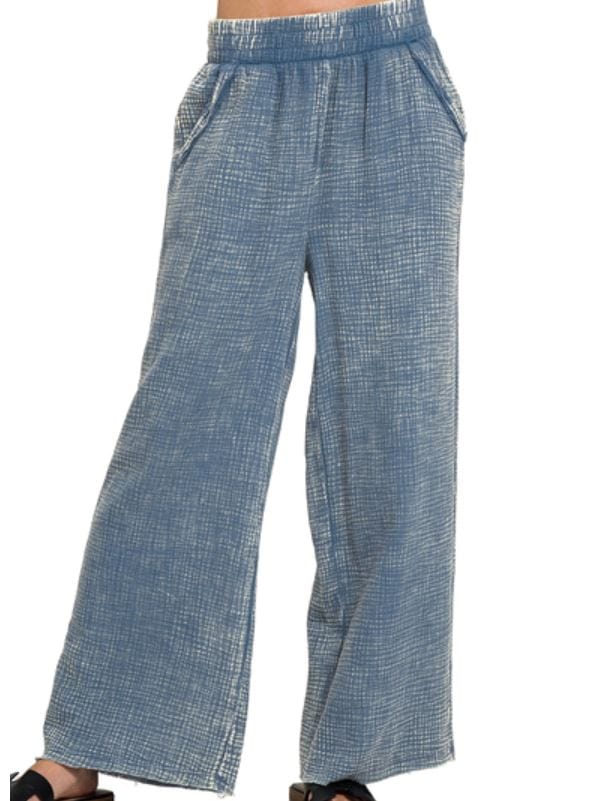 Dusty Blue Washed Gauze Pants