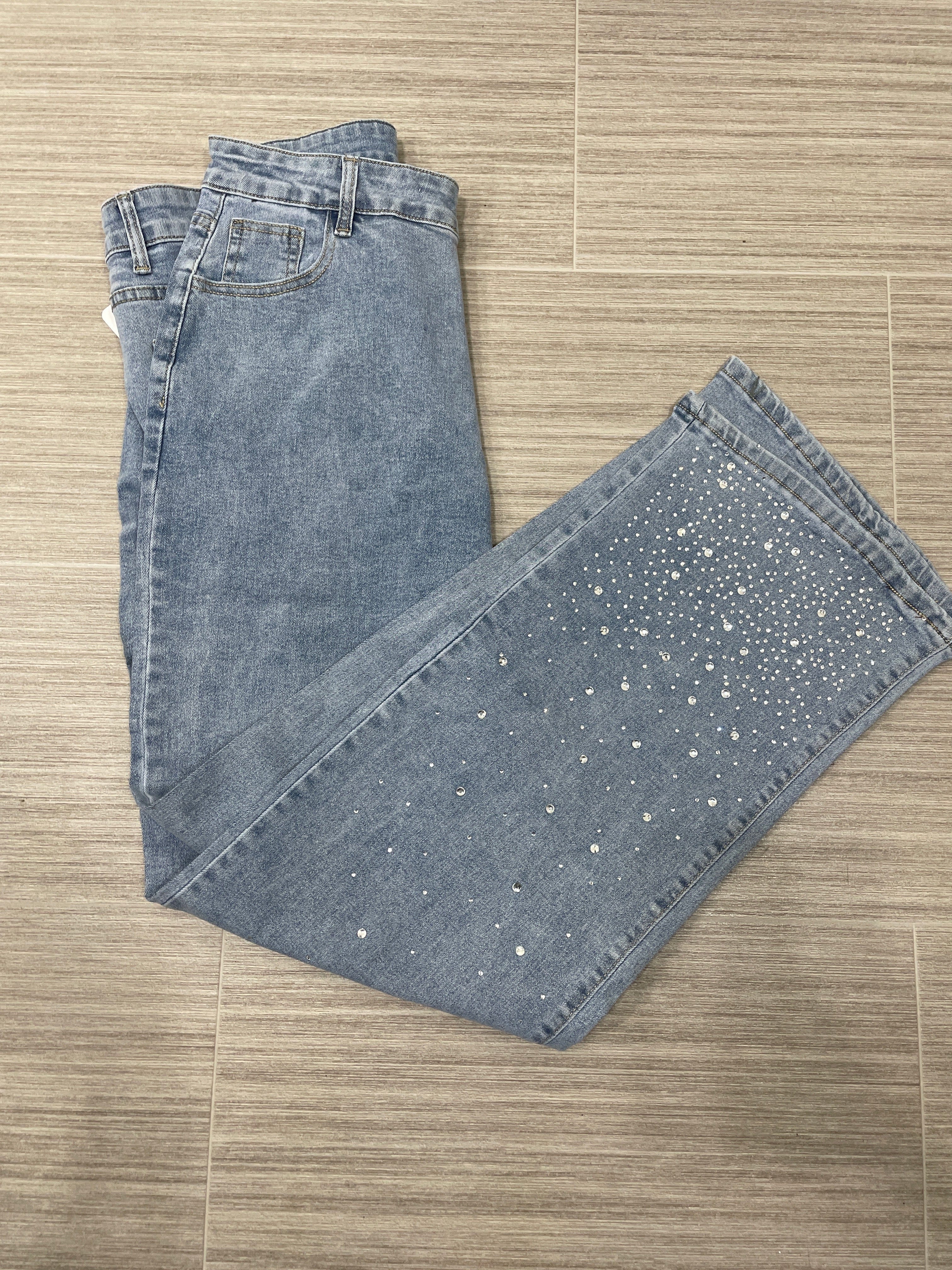 Washed Denim Rhinestone Jean