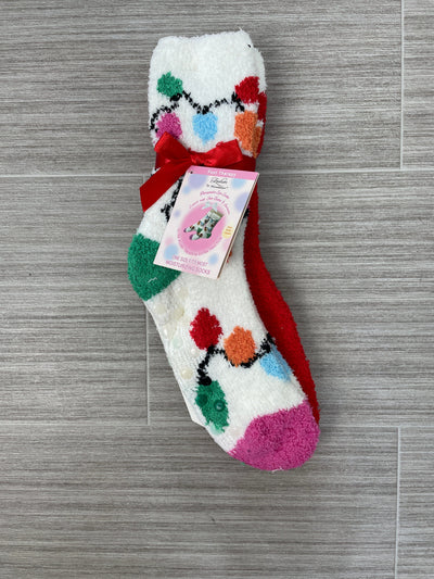 2pc Christmas Bulbs Spa Socks