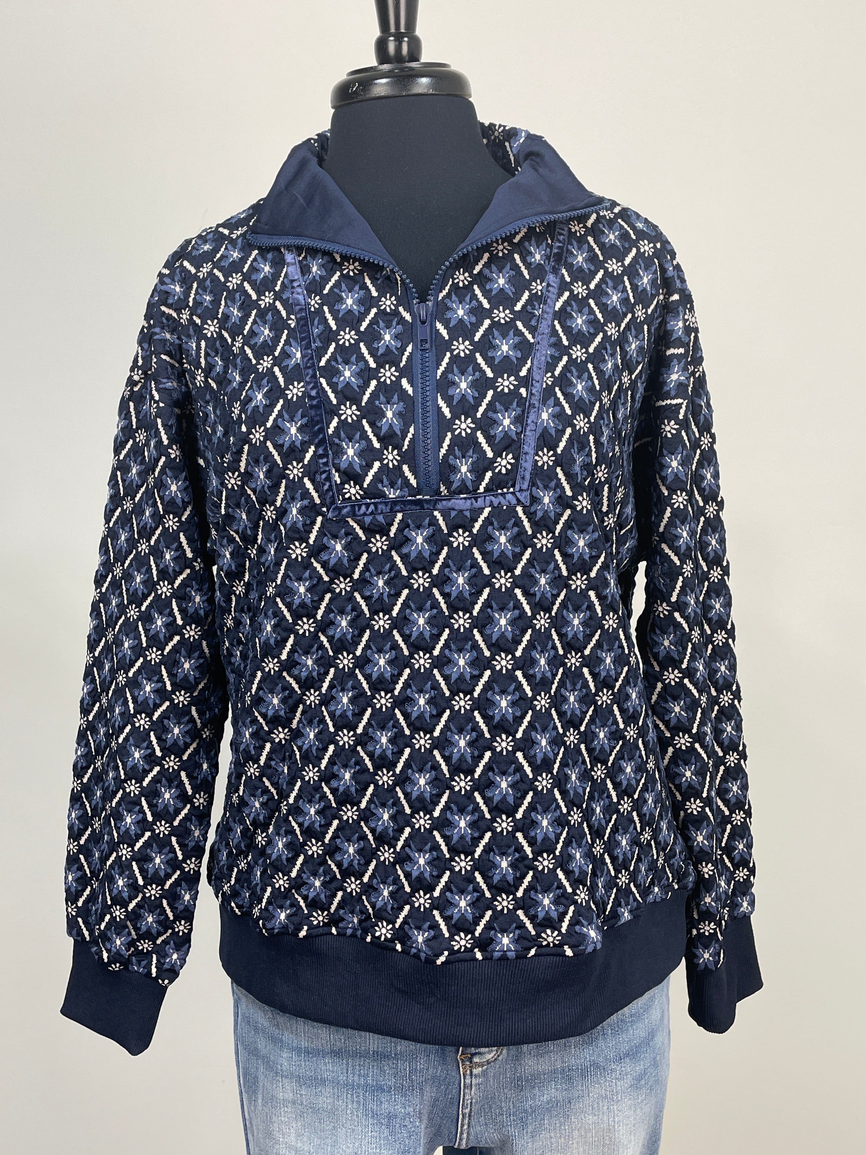 Navy Dot Half Zip Top