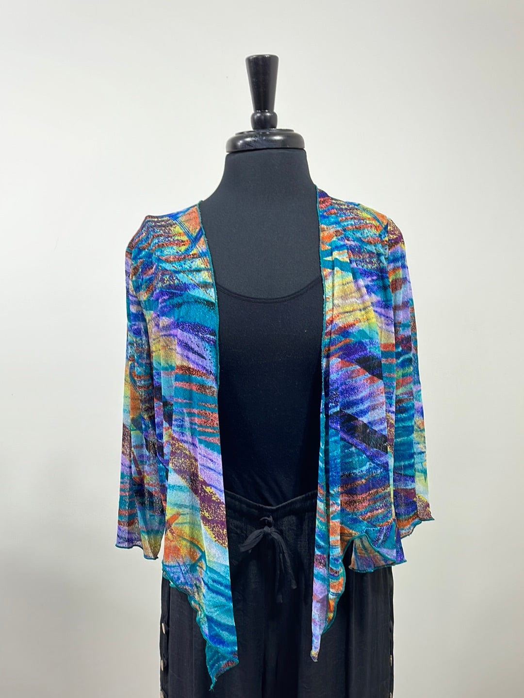 Multi Color Short Tie Cardigan