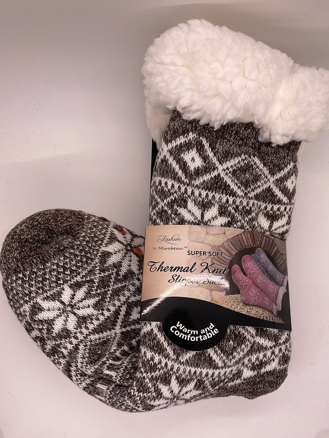 Fair Isle Snowflake Slipper Sock