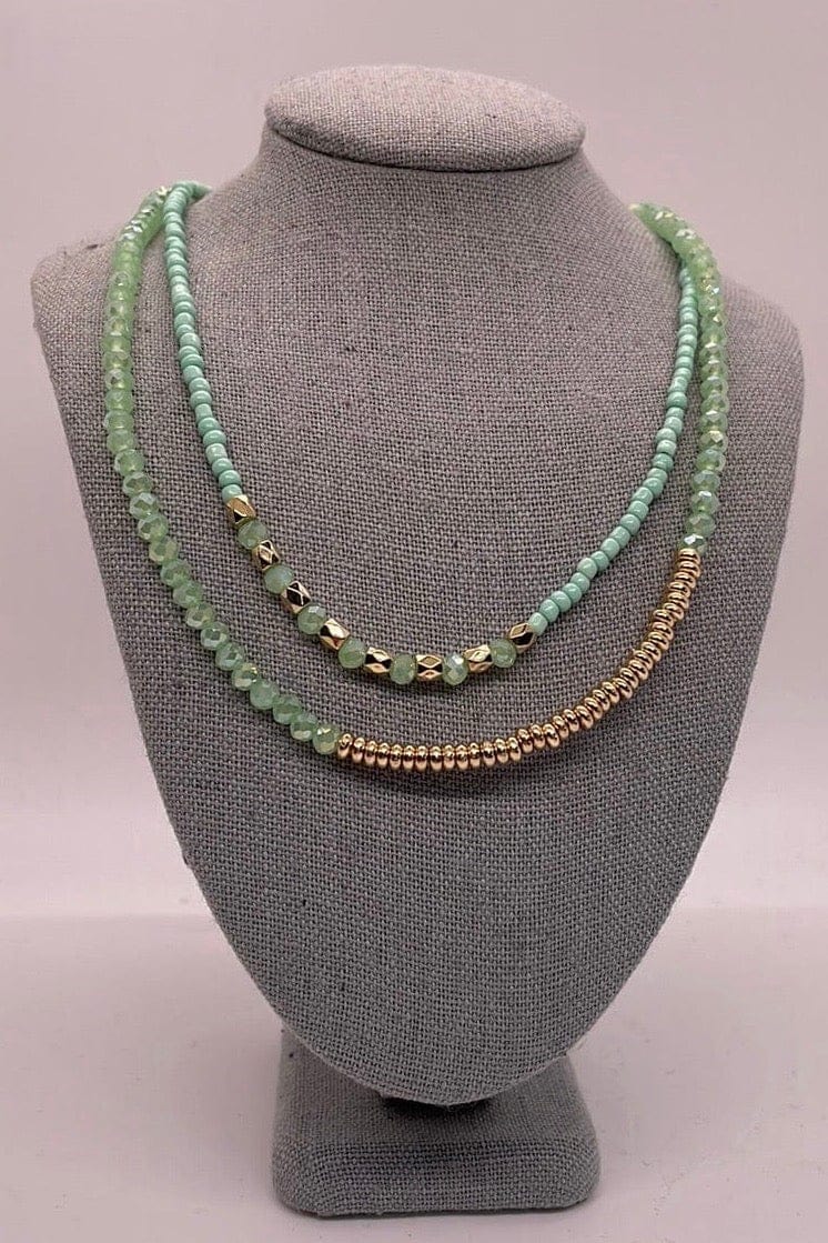 Mint Seed Bead Necklace Set