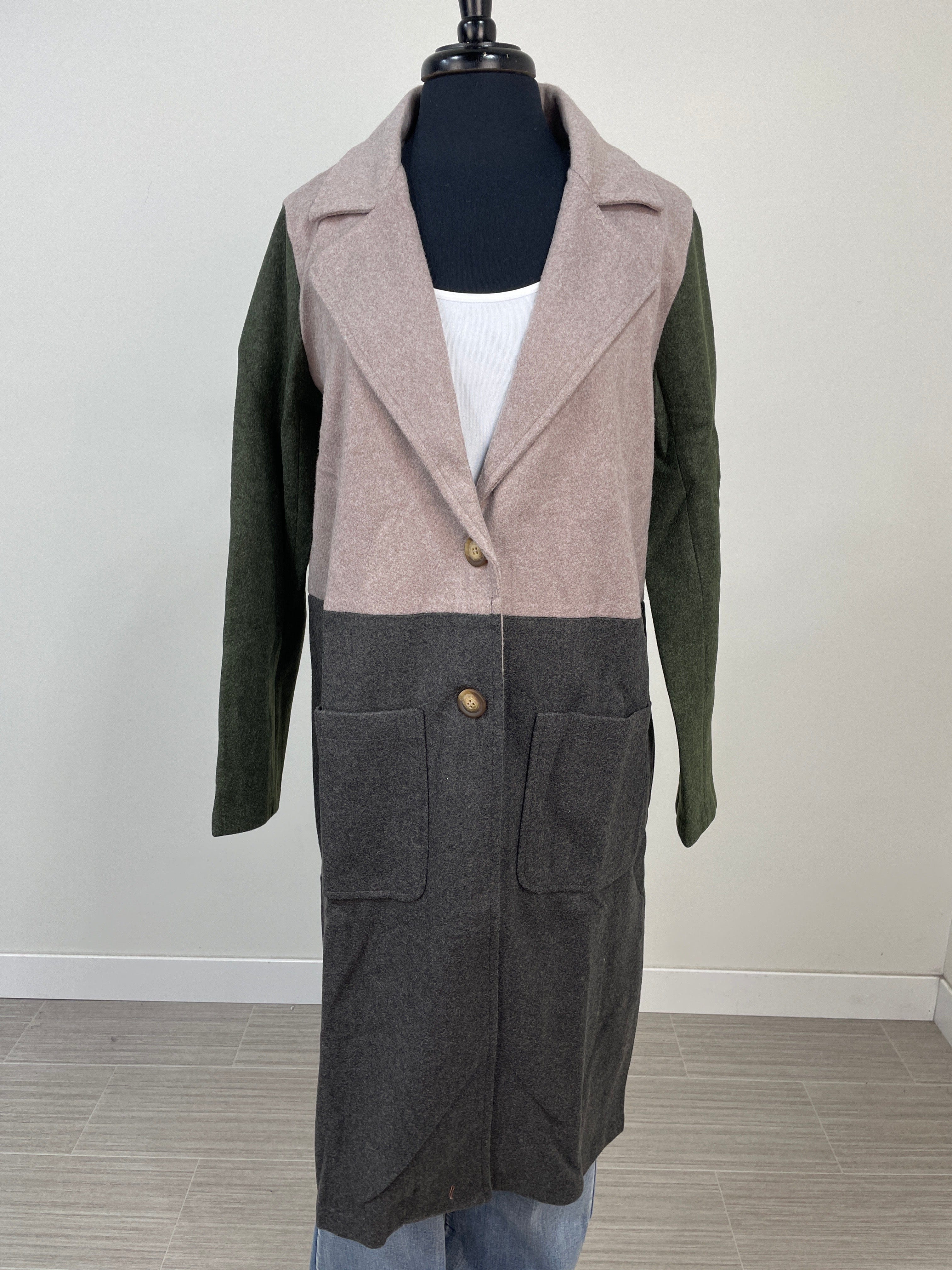 Color Block Long Peacoat