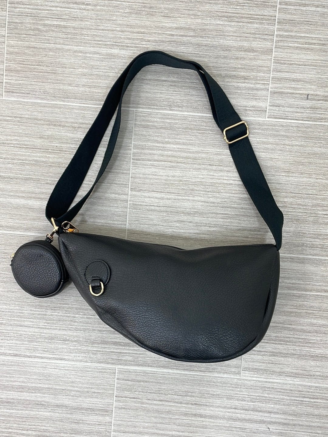 Black Soft Sling Bag W/ Coin Pouch