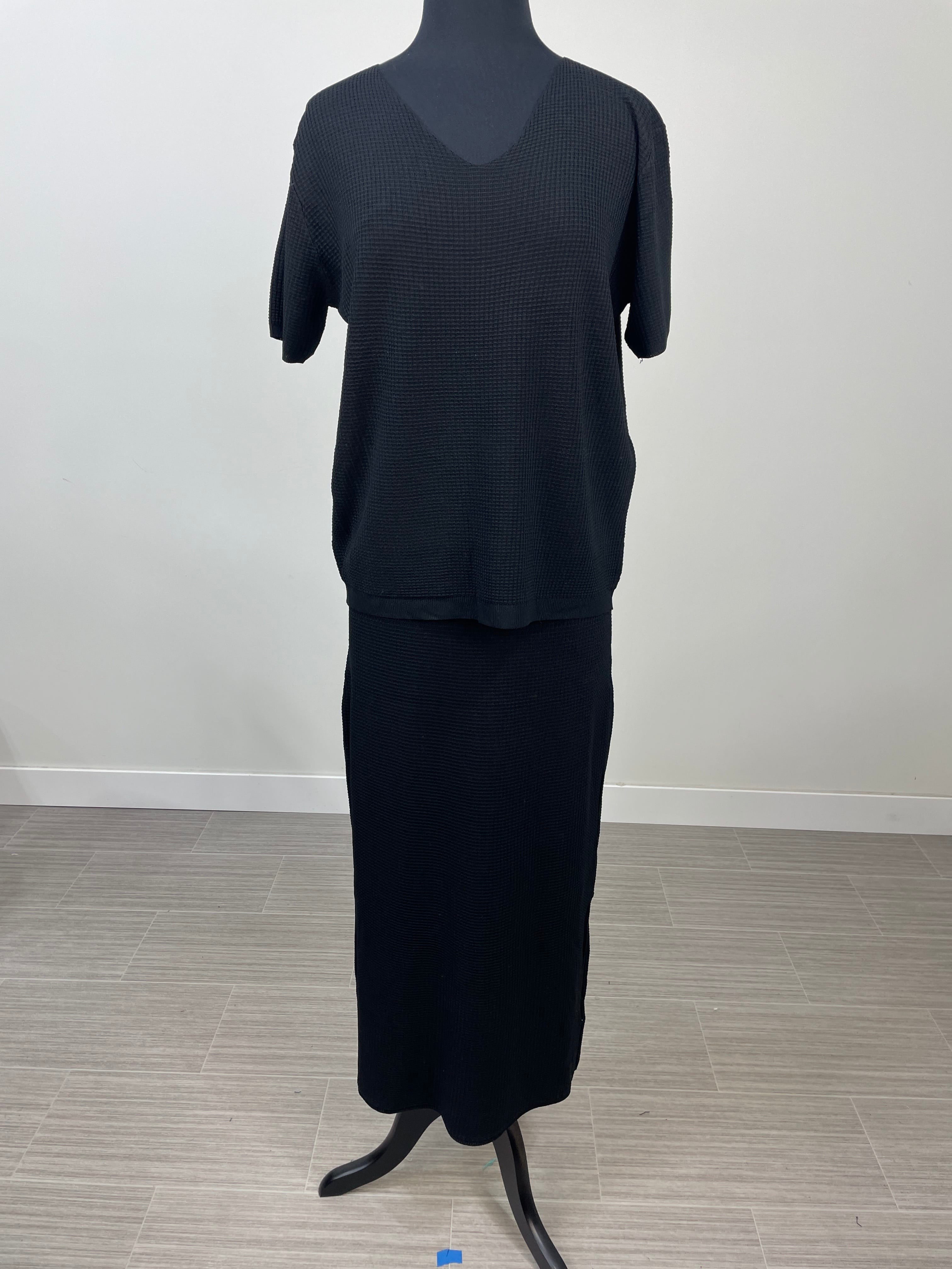 Black Waffle Knit Set