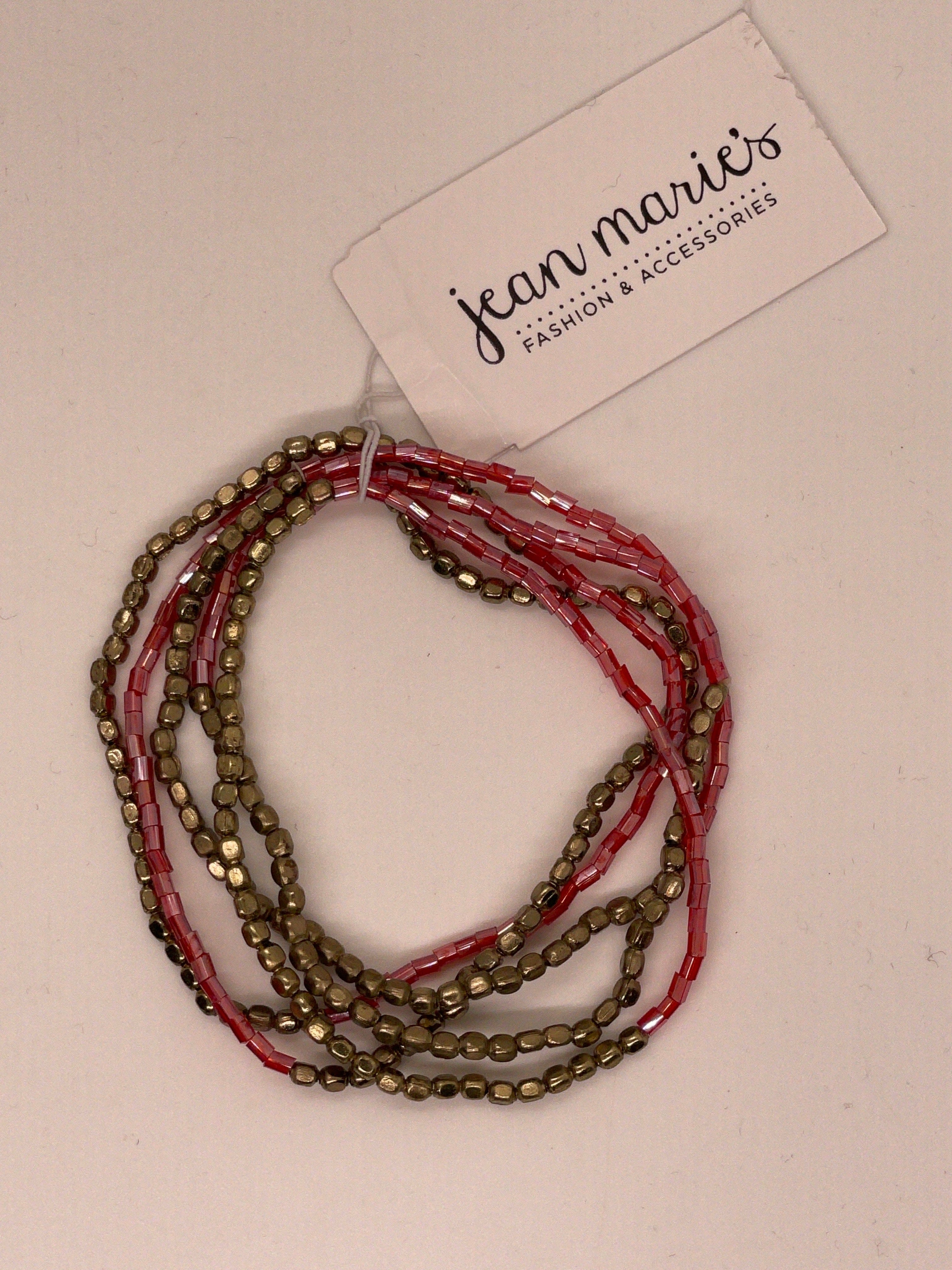 Red Delicate Bead Bracelet Set
