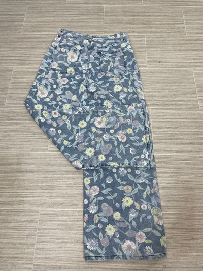 Floral Printed Washed Denim