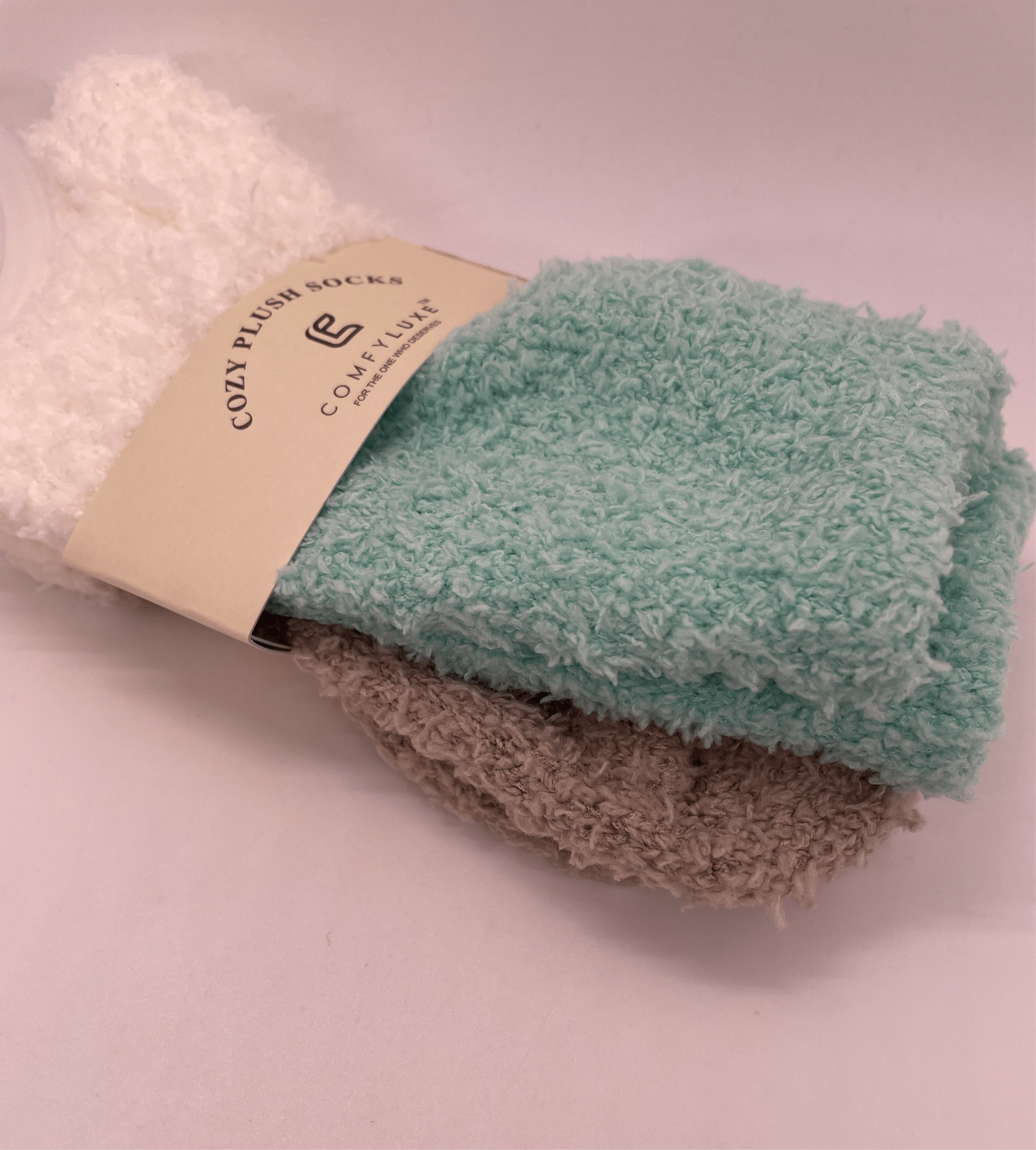 Tan & Teal Mini Crew Socks