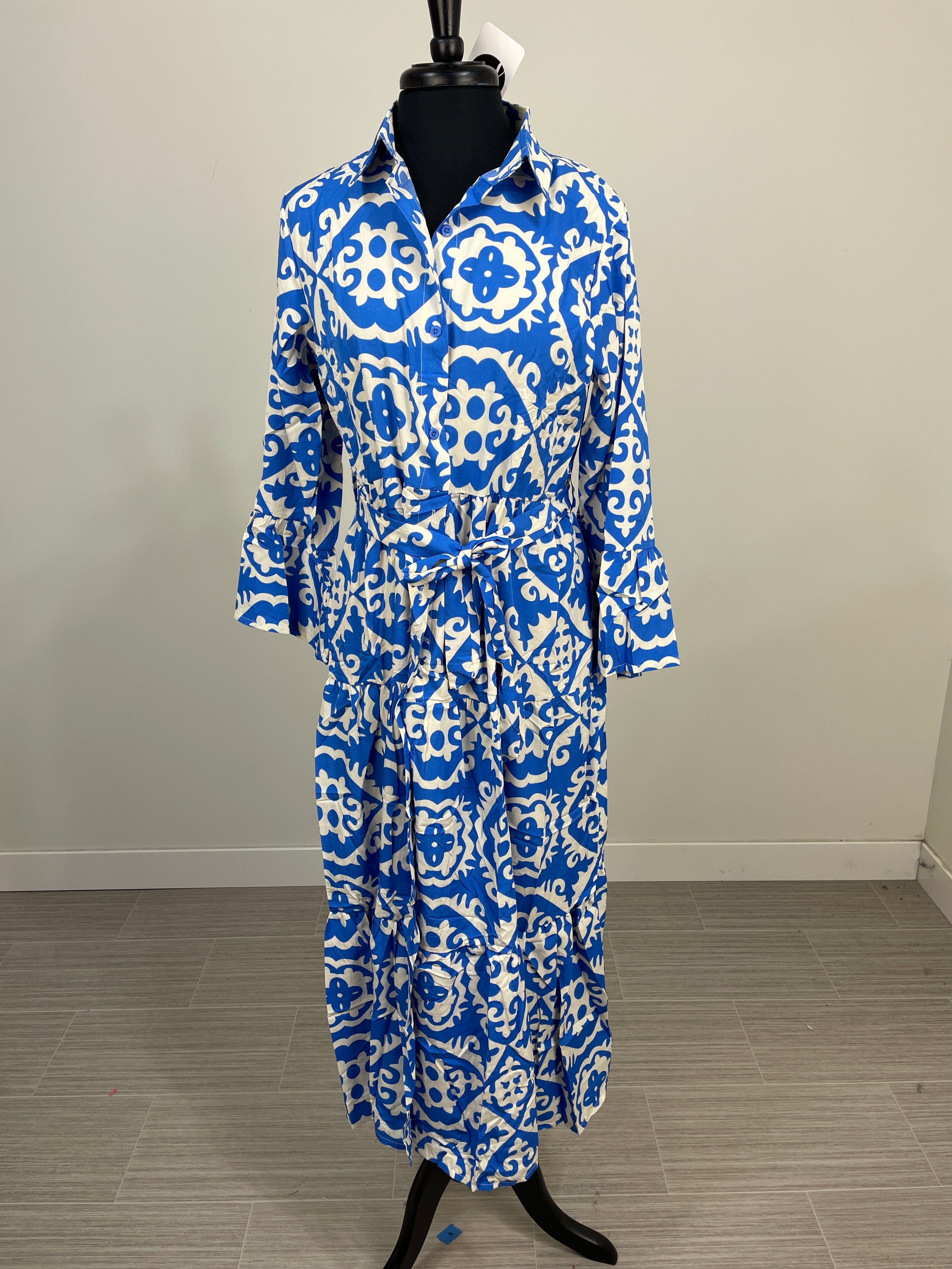 Royal Blue & Ivory Maxi Dress