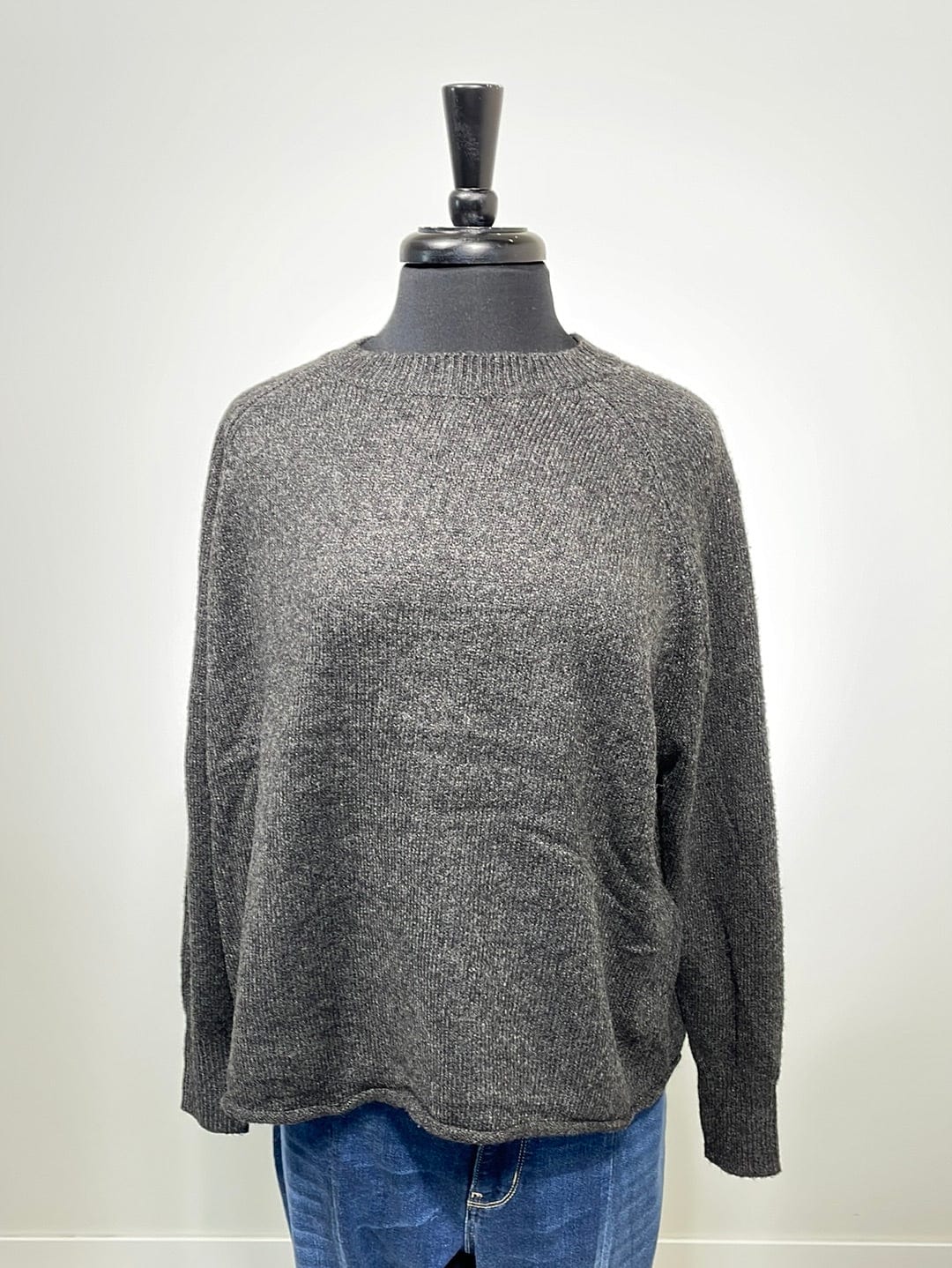Heathered Black Crewneck Sweater OS