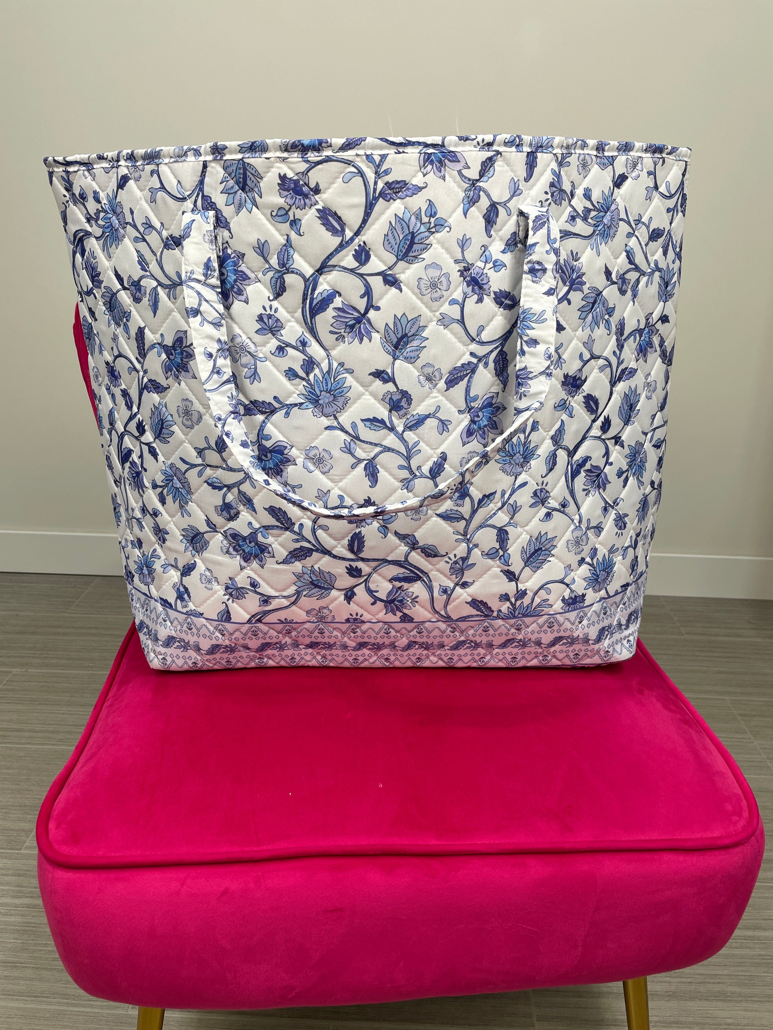 Jacobean Floral Quilted Tote