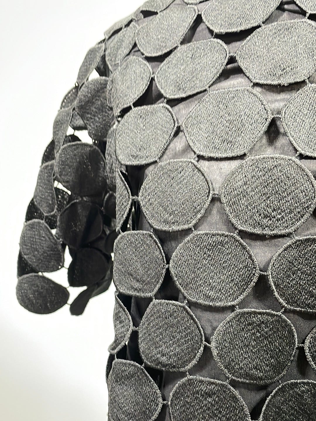 Black Textured Lace Top