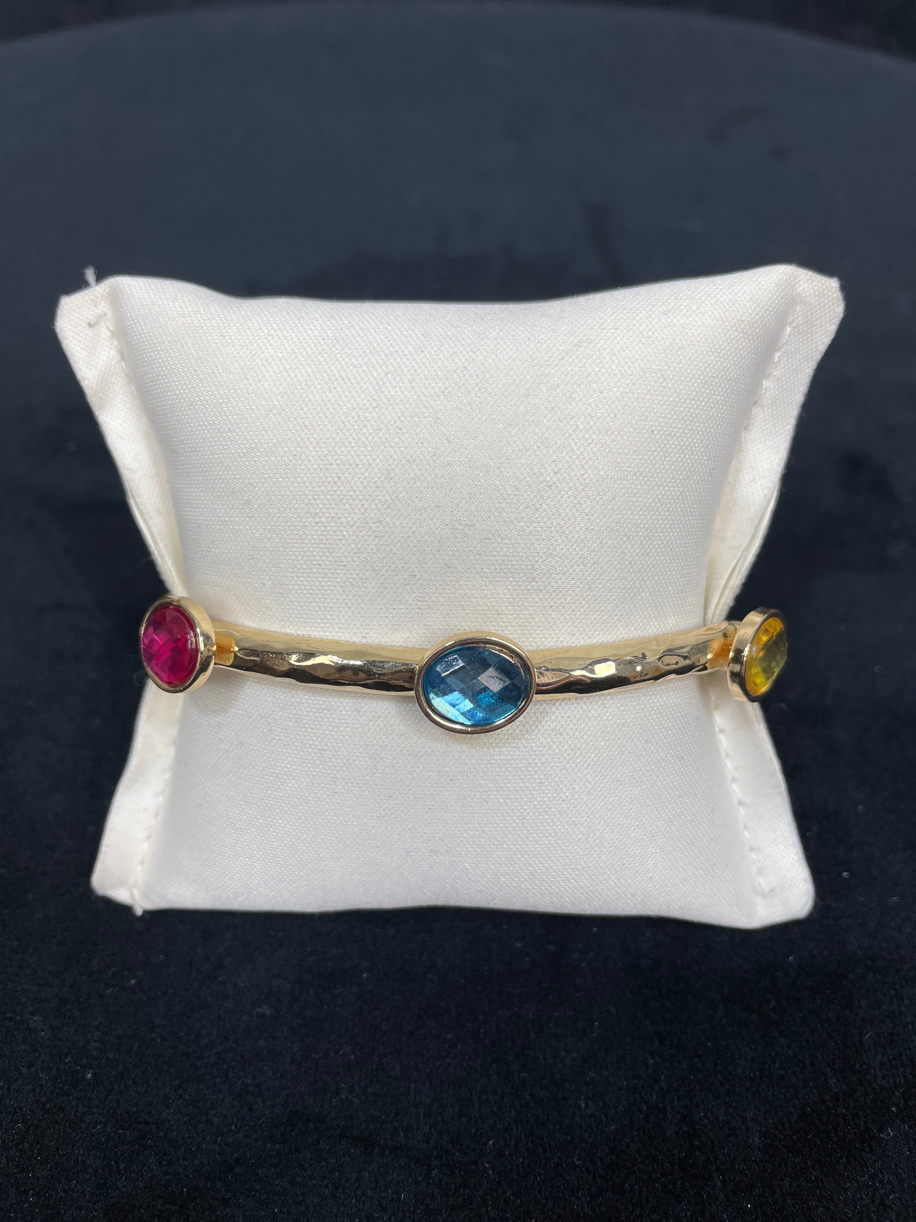 Multi Gem Gold Stretch Bracelet