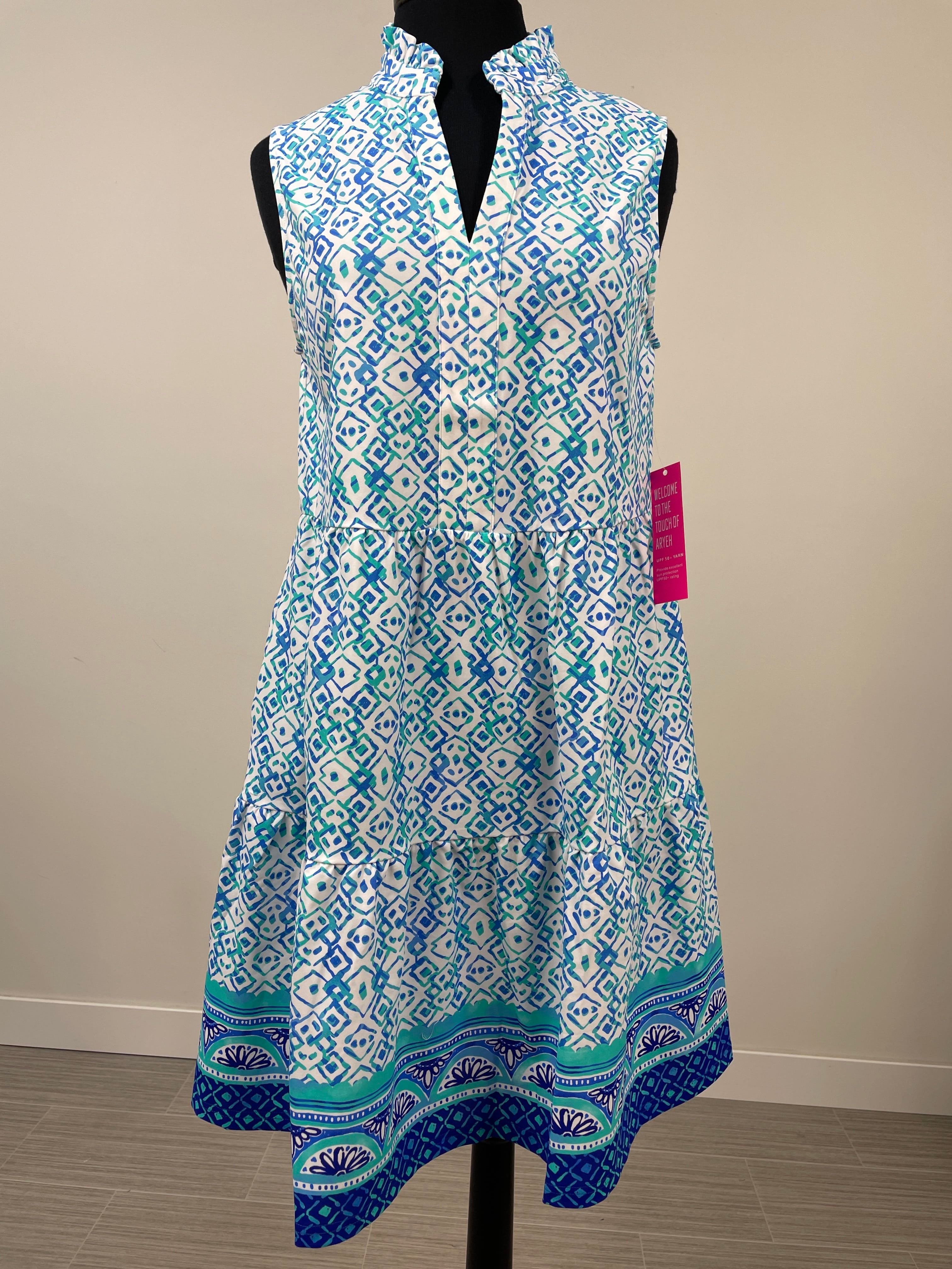 Mint Tidal Tile Laison Tiered Dress