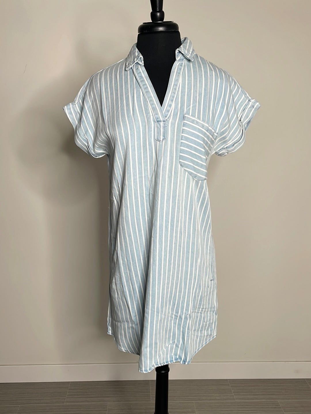 Blue Stripe Collared Dress