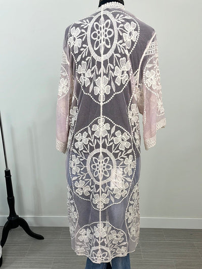 Pink Floral Lace Kimono