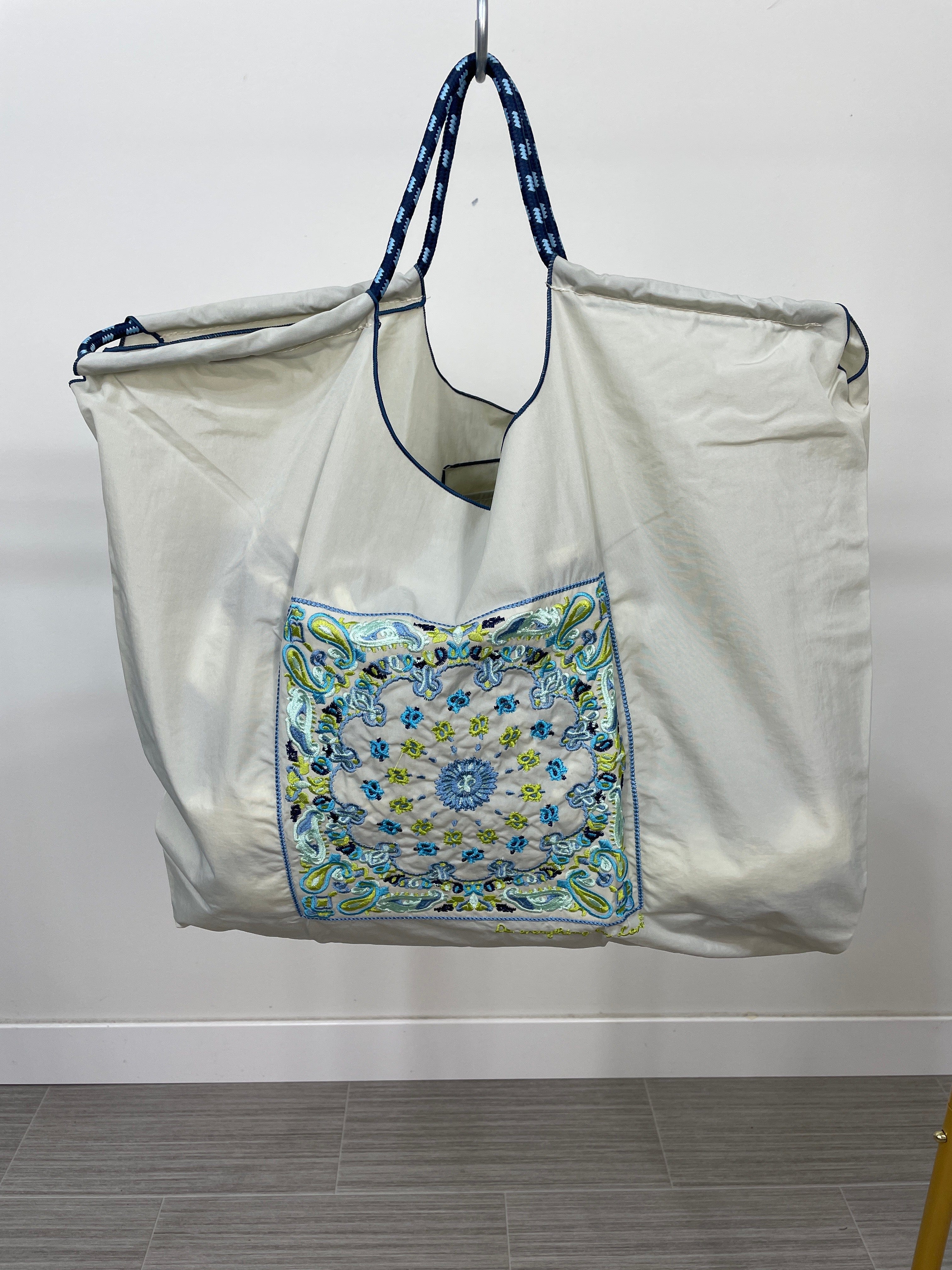 Light Gray Paisley Rope Bag