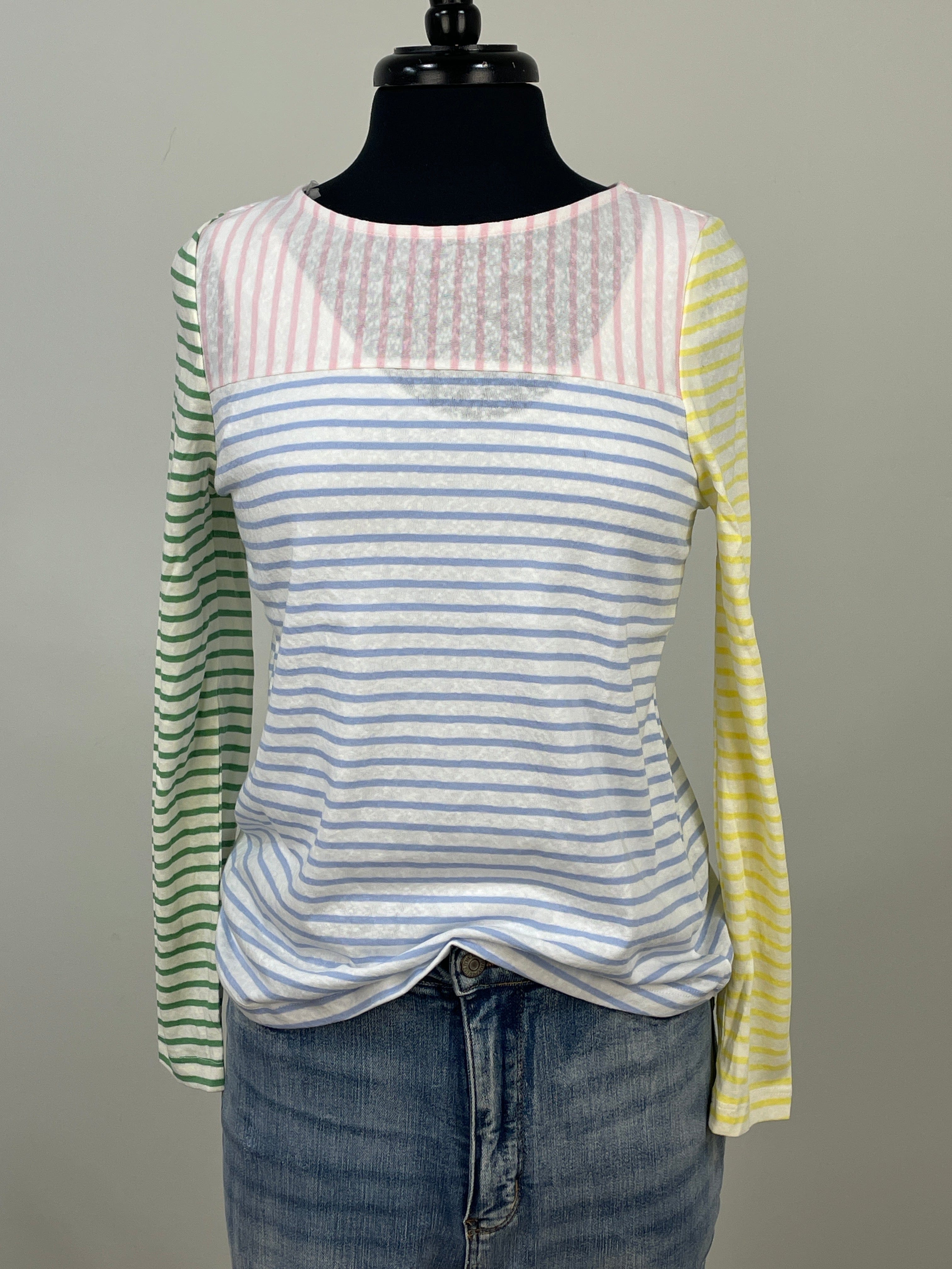 Multi Colorblock Stripe Boat Neck Top
