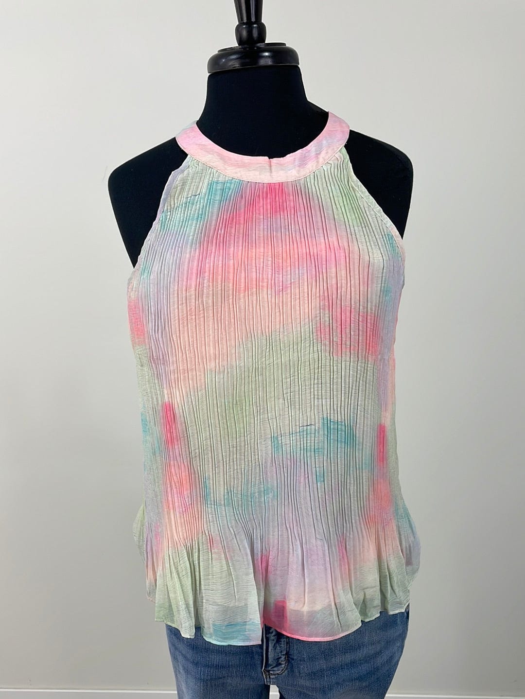 Mint & Coral Painting Halter Top