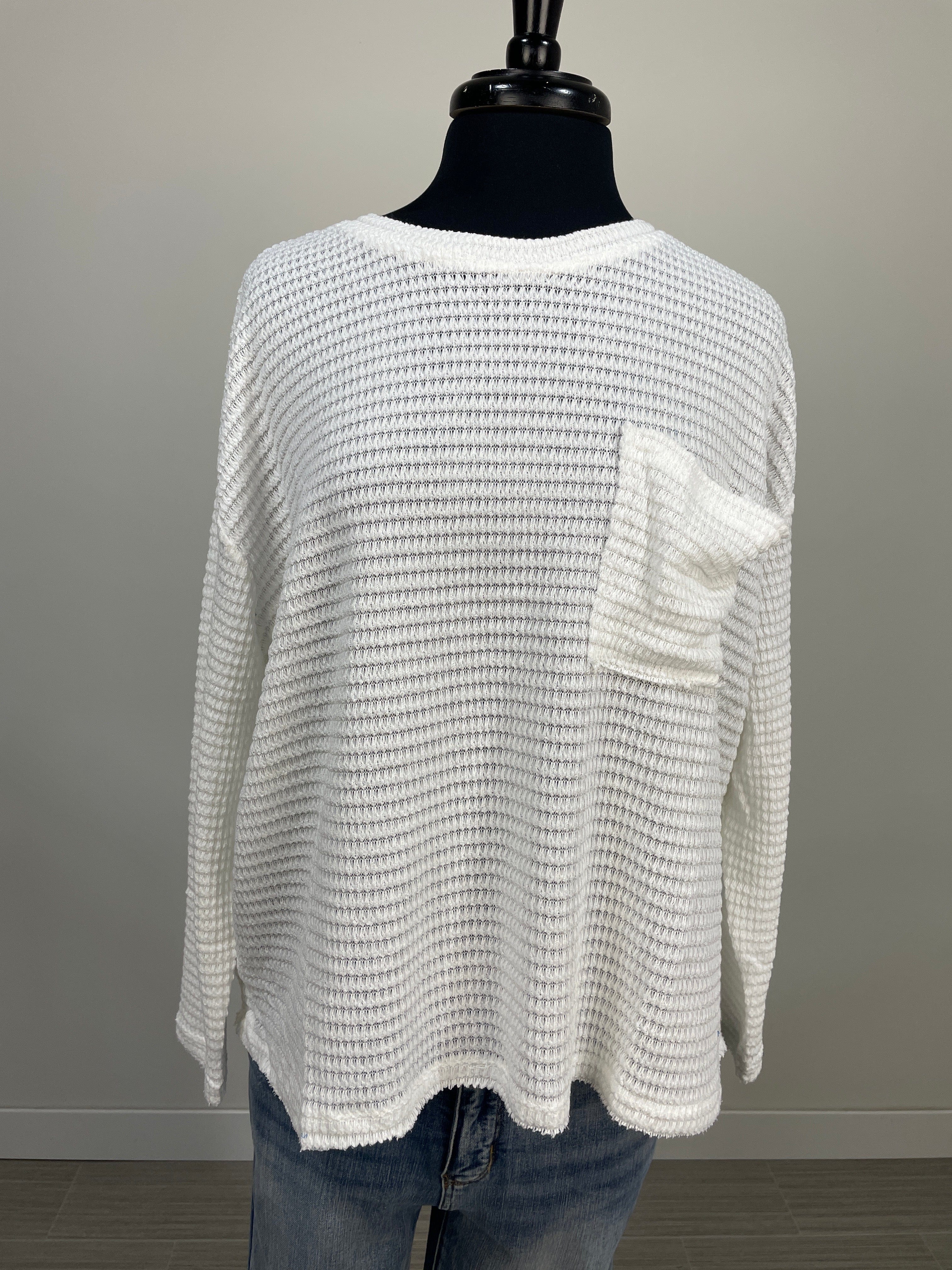 Off White Boatneck Jacquard Top