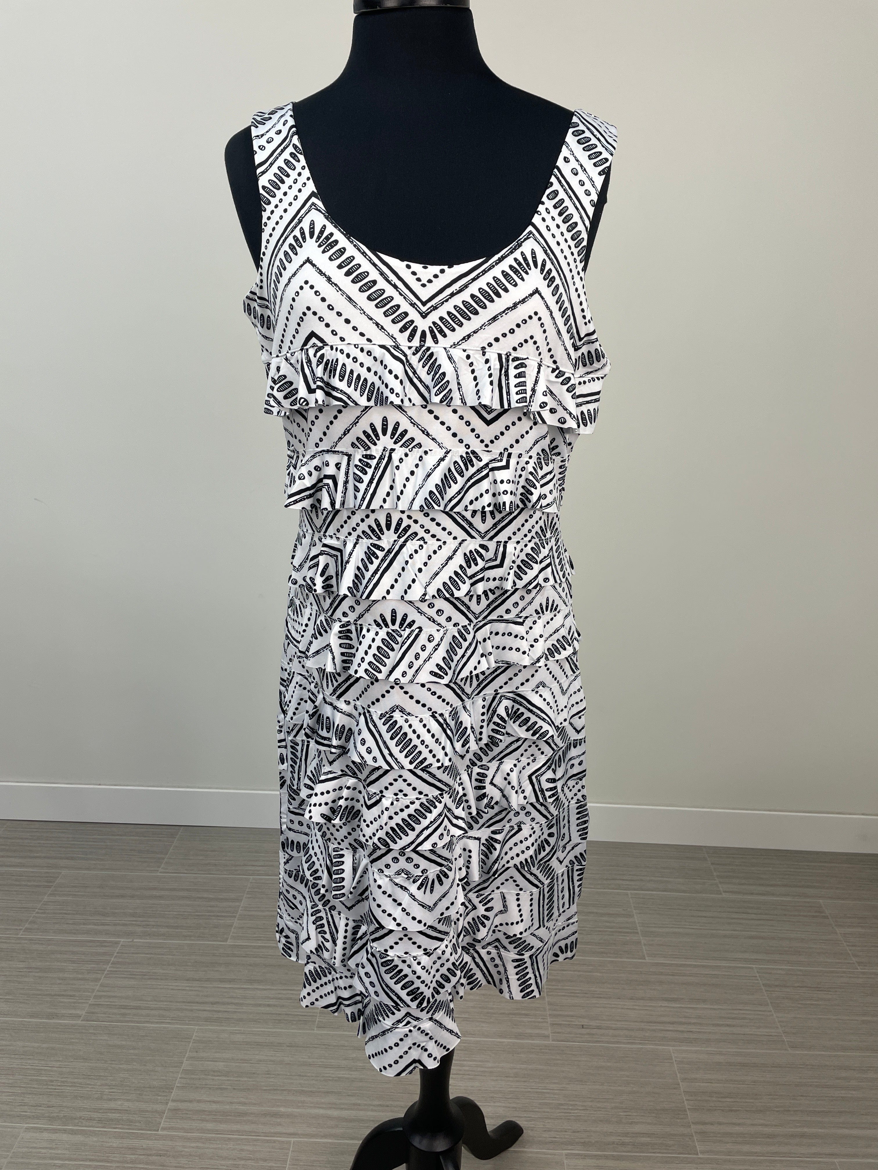 Chevron Spot Ruffle Dress