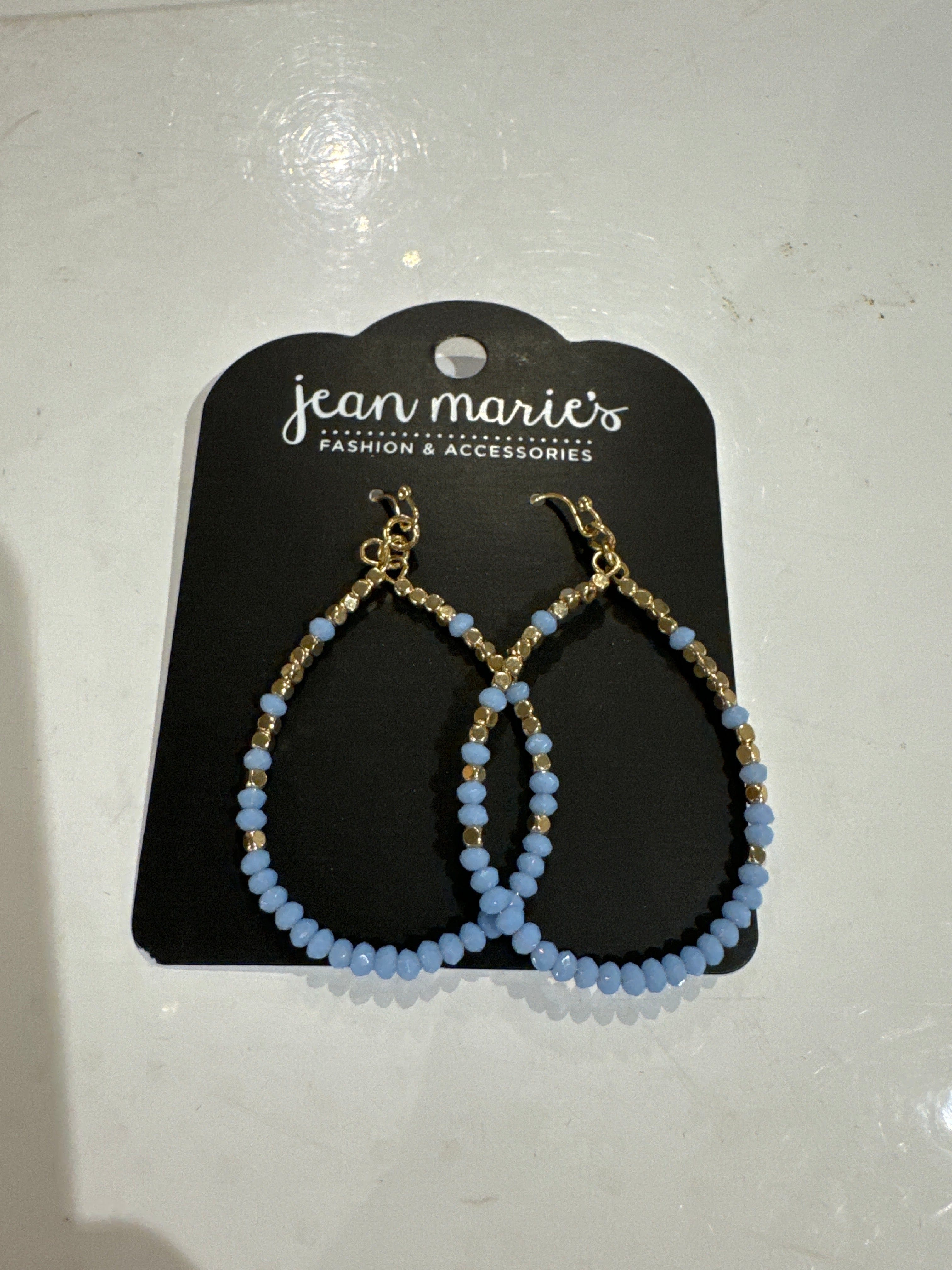 Blue Beaded Teardrop Earring
