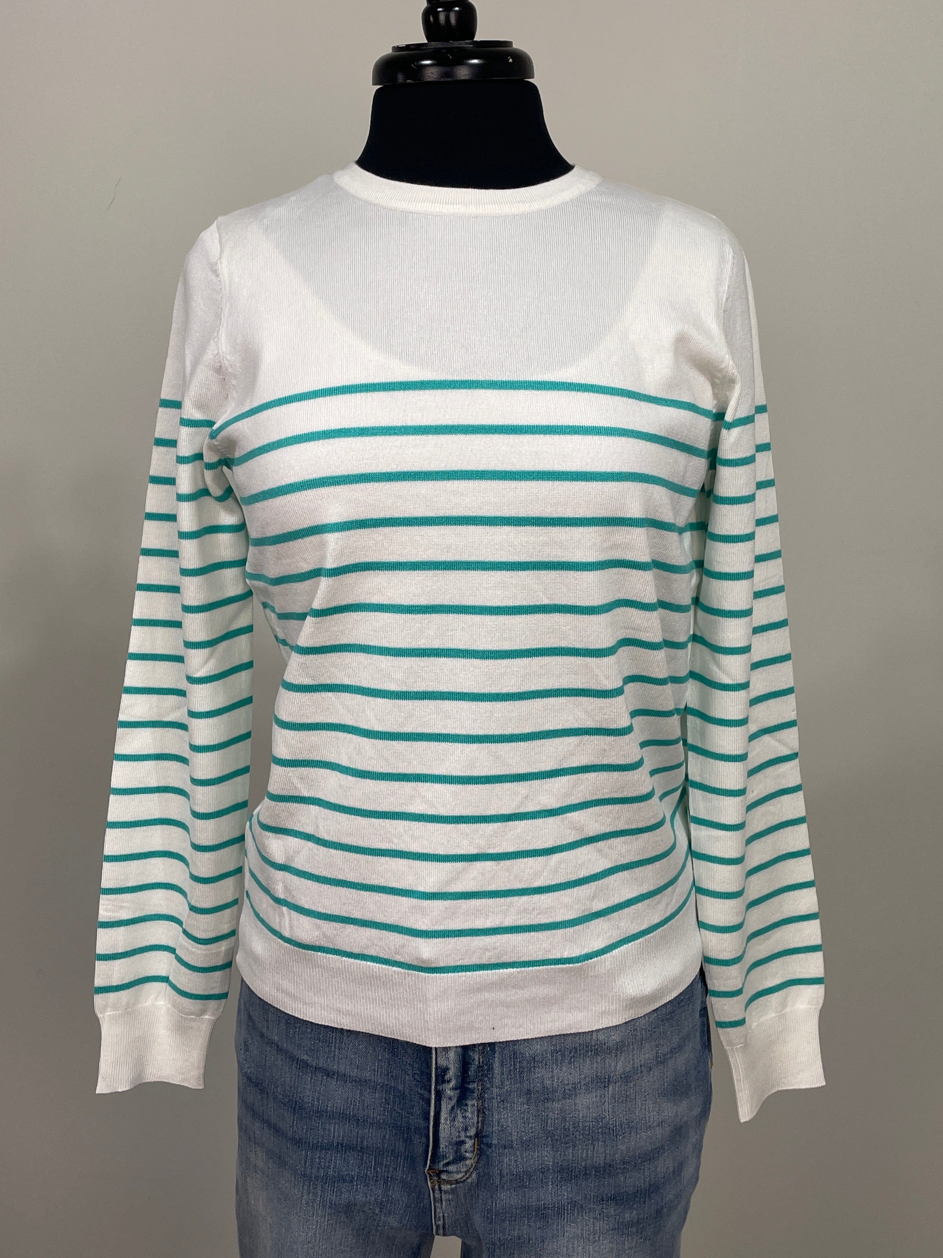 Ivory & Mint Stripe Sweater
