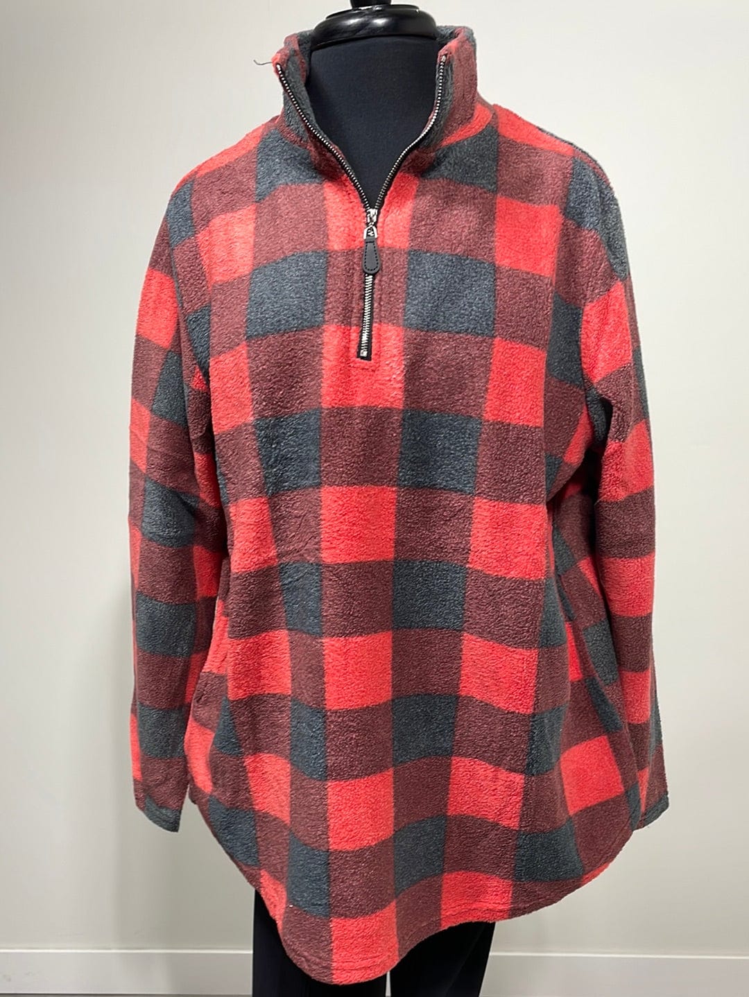 Red Buffalo Plaid Quarter Zip Fleece