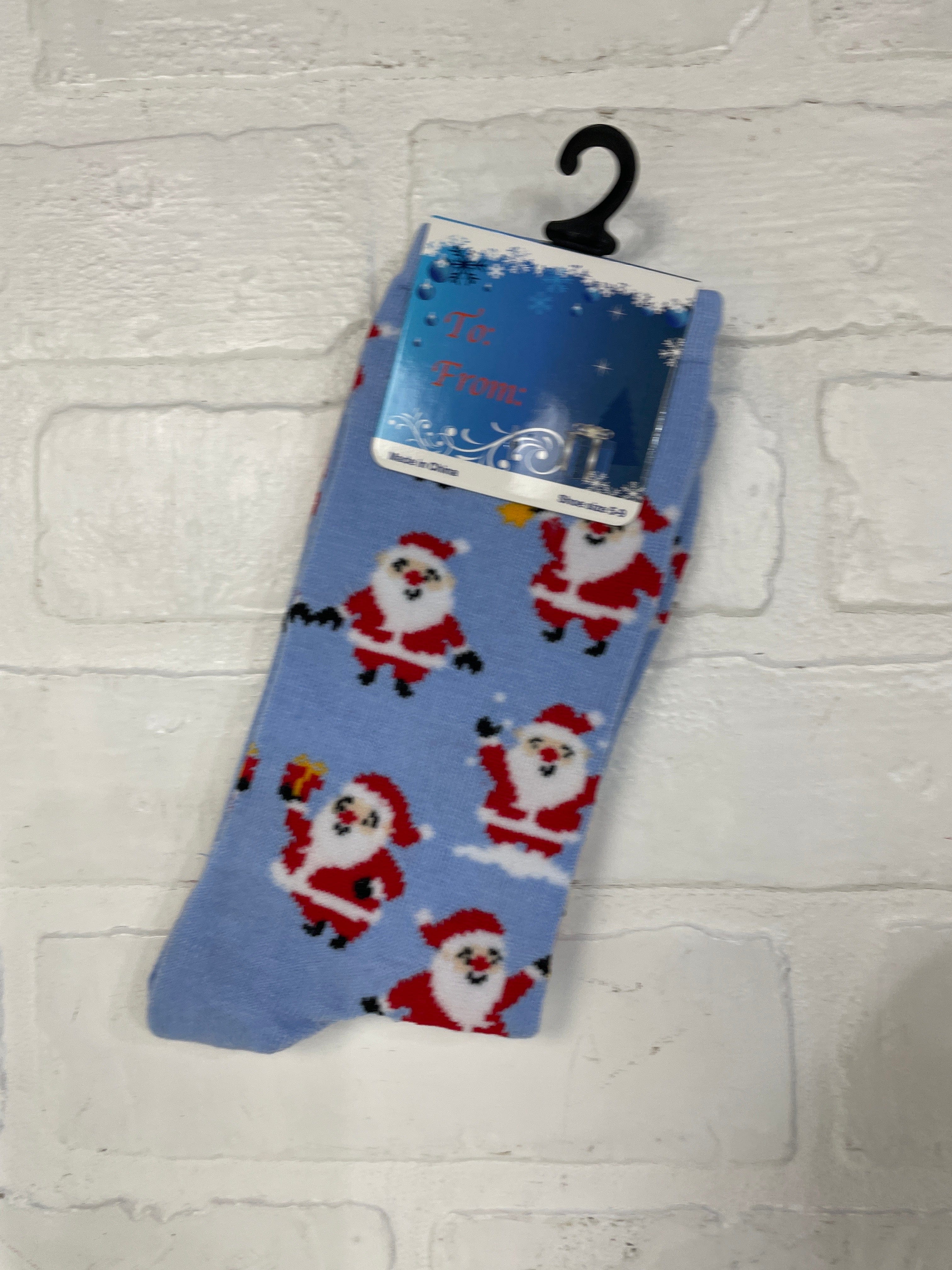 Santa Playful Blue Socks