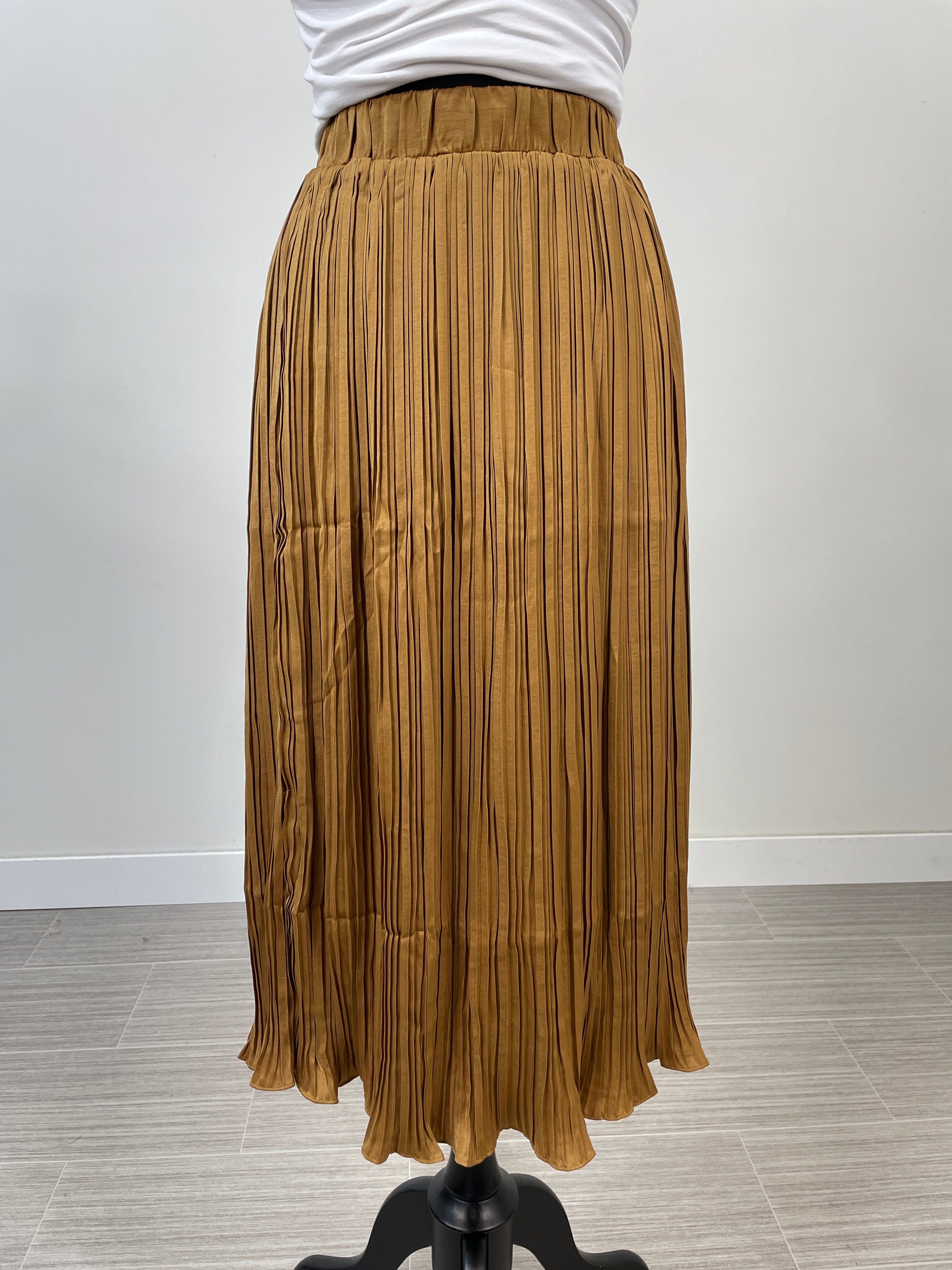 Gold Pleated Long Skirt