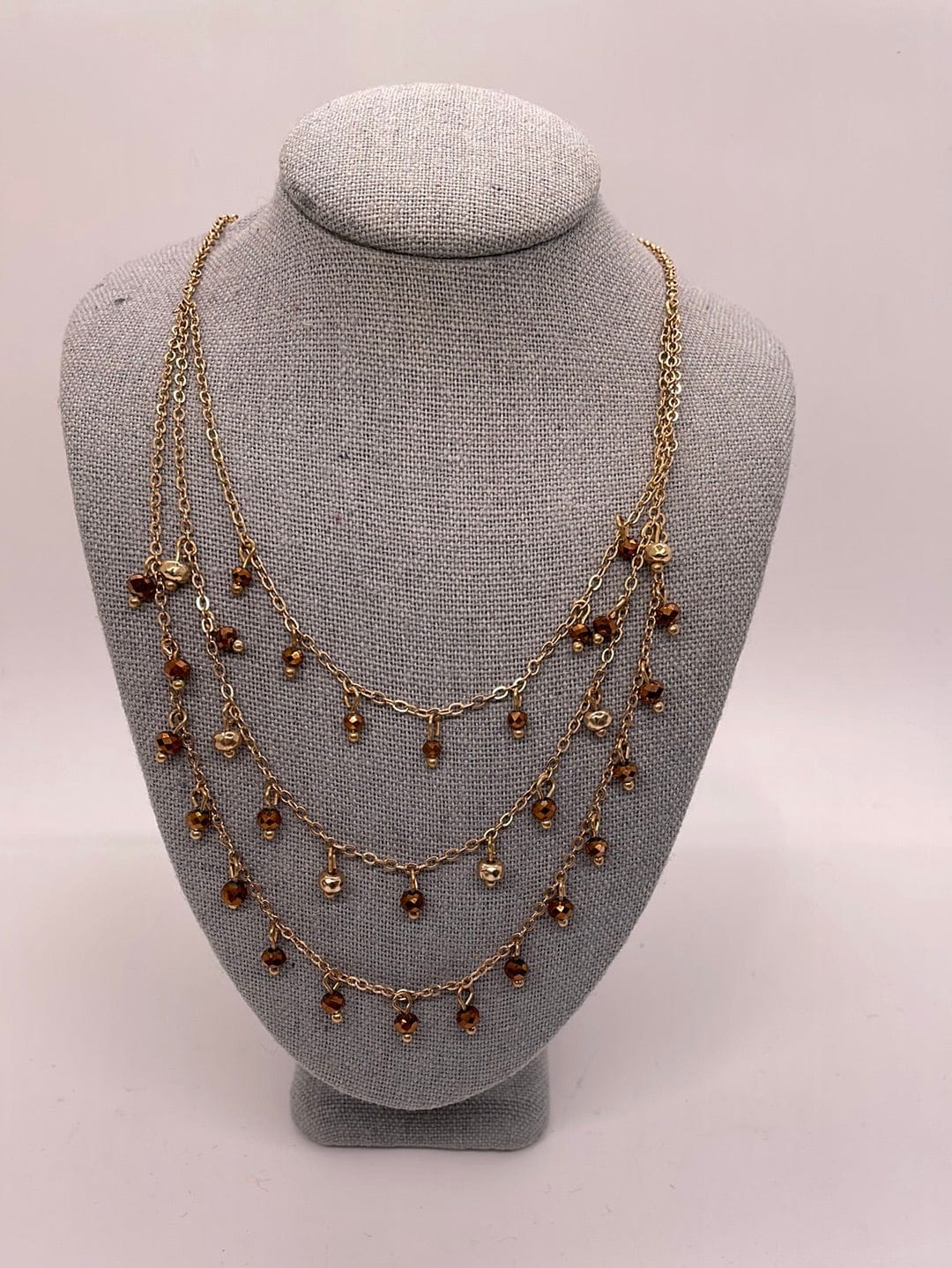 Brown Beaded Layer Necklace