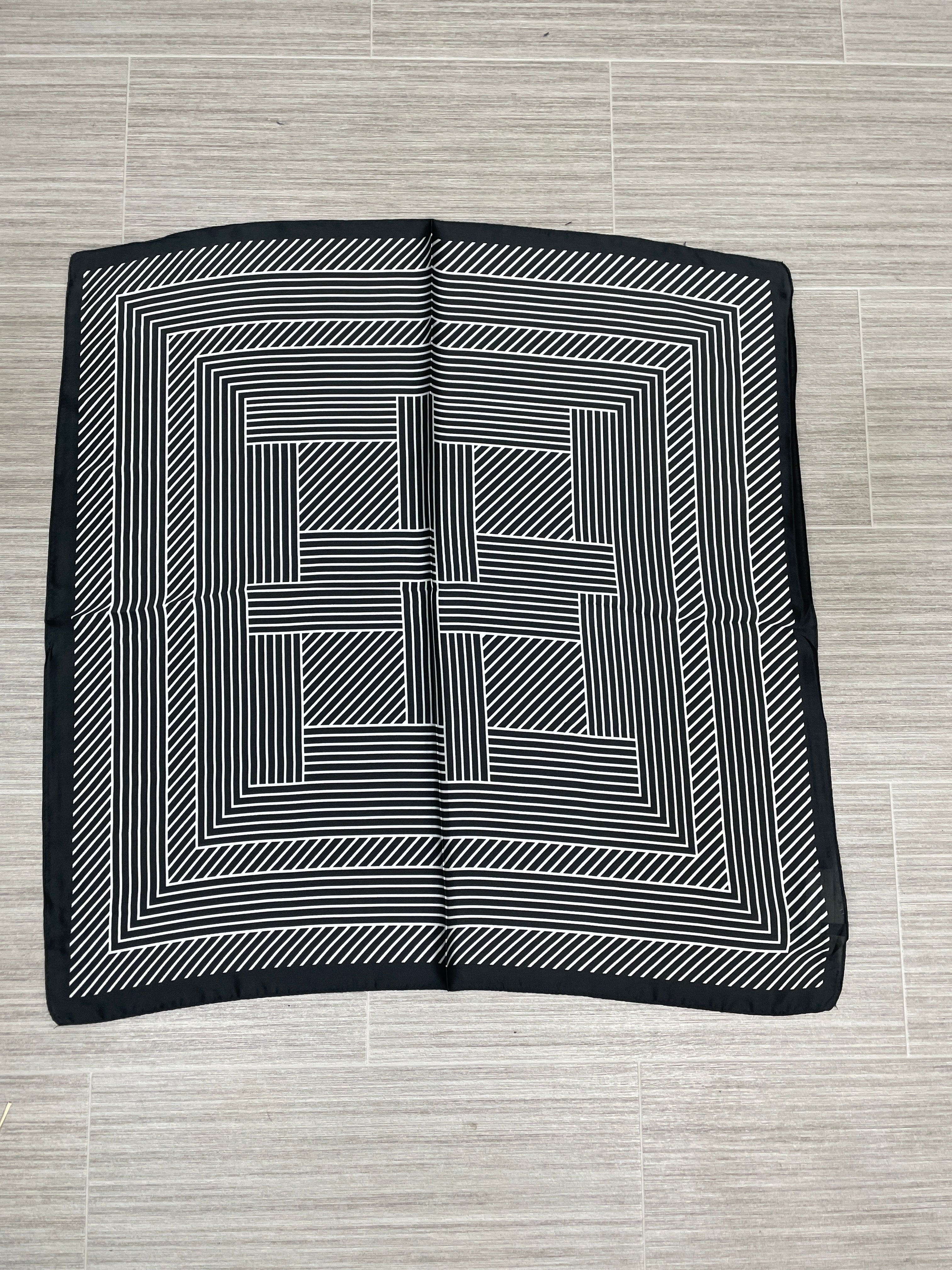 Black Striped Print Satin Scarf