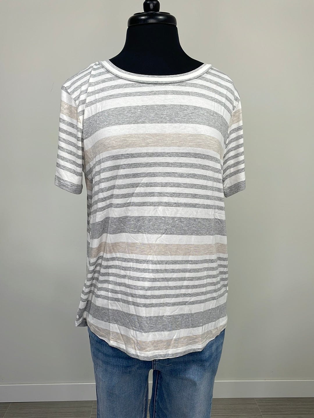 Grey Jersey Stripe Top