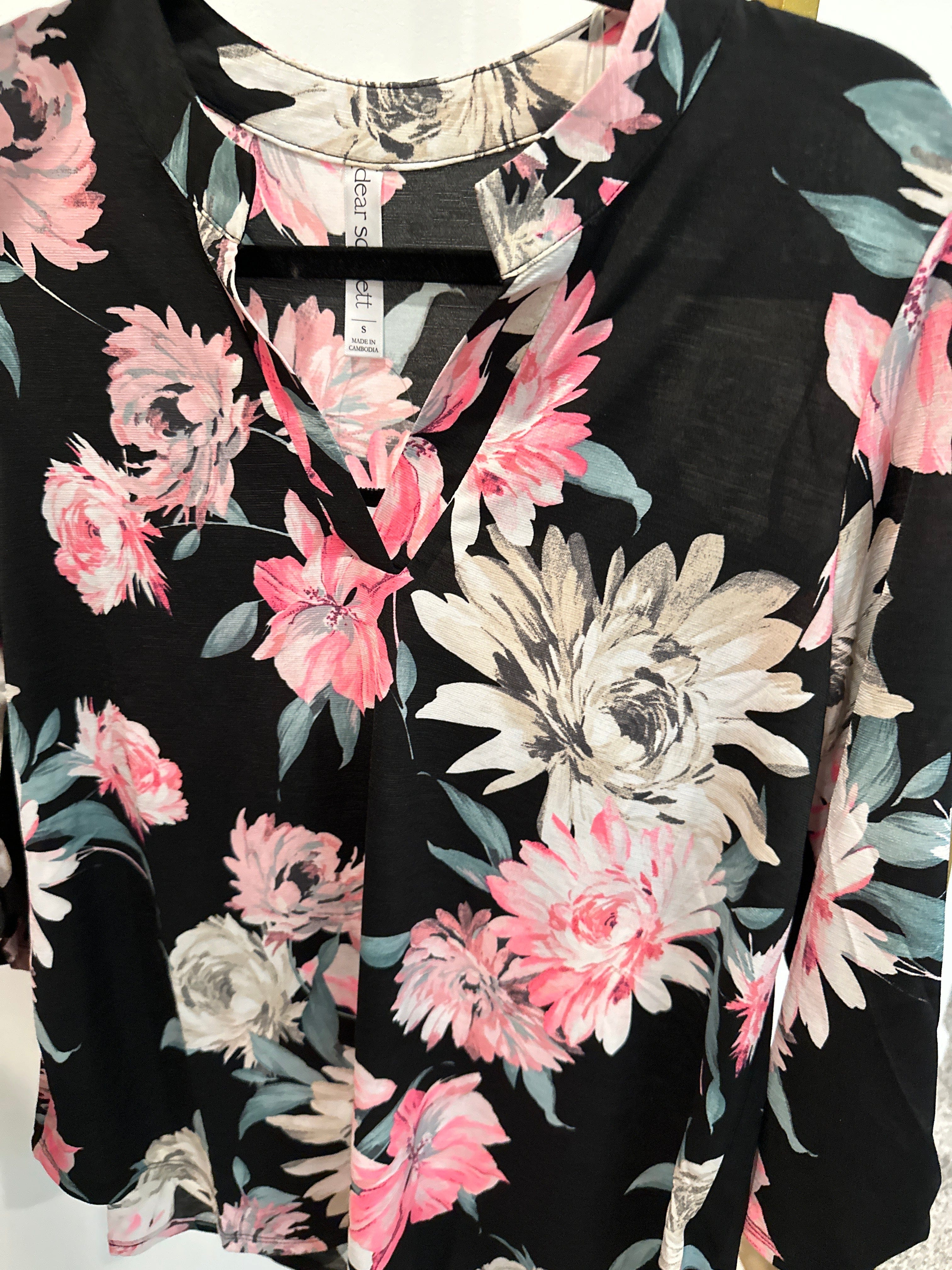 Ivory & Neon Pink Floral Lizzy Top