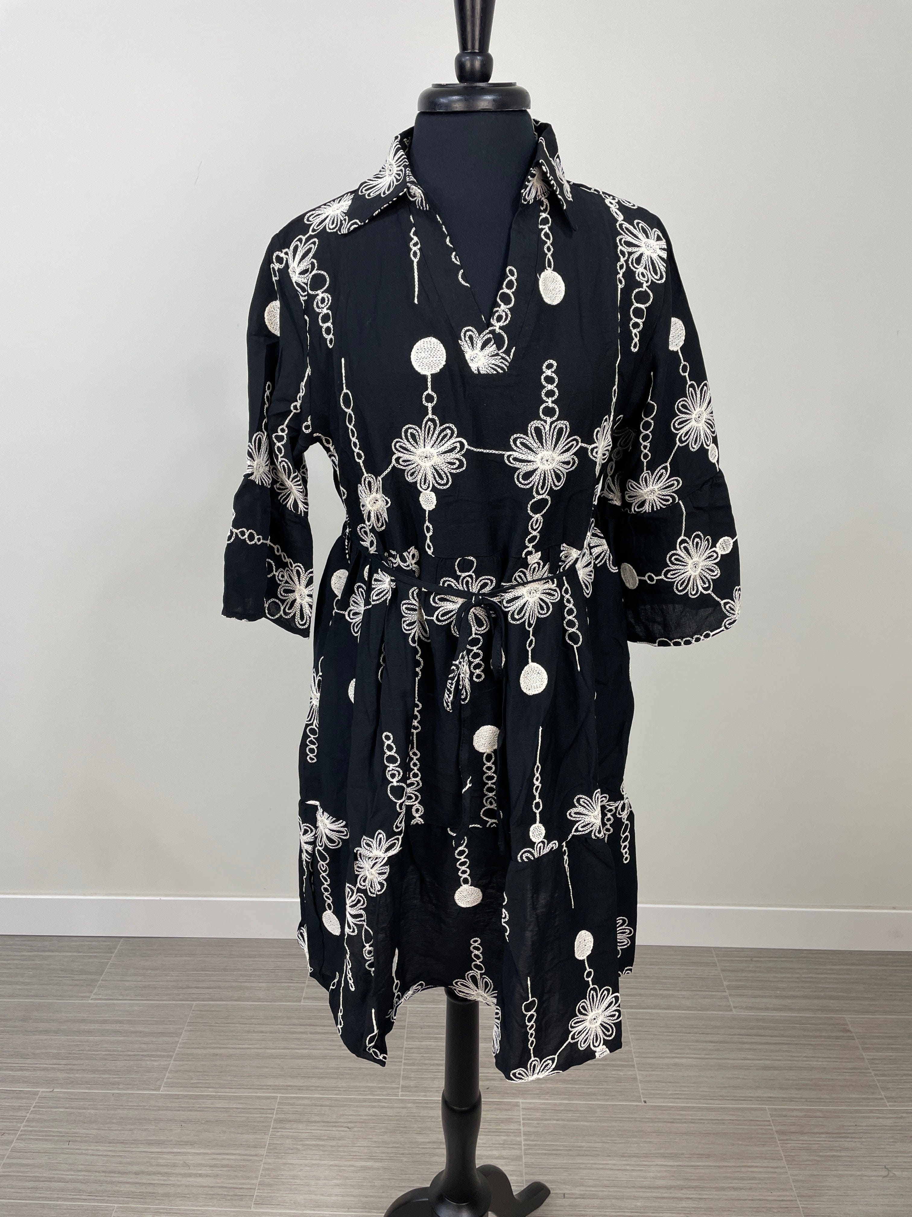 Black Floral Embroidered Dress
