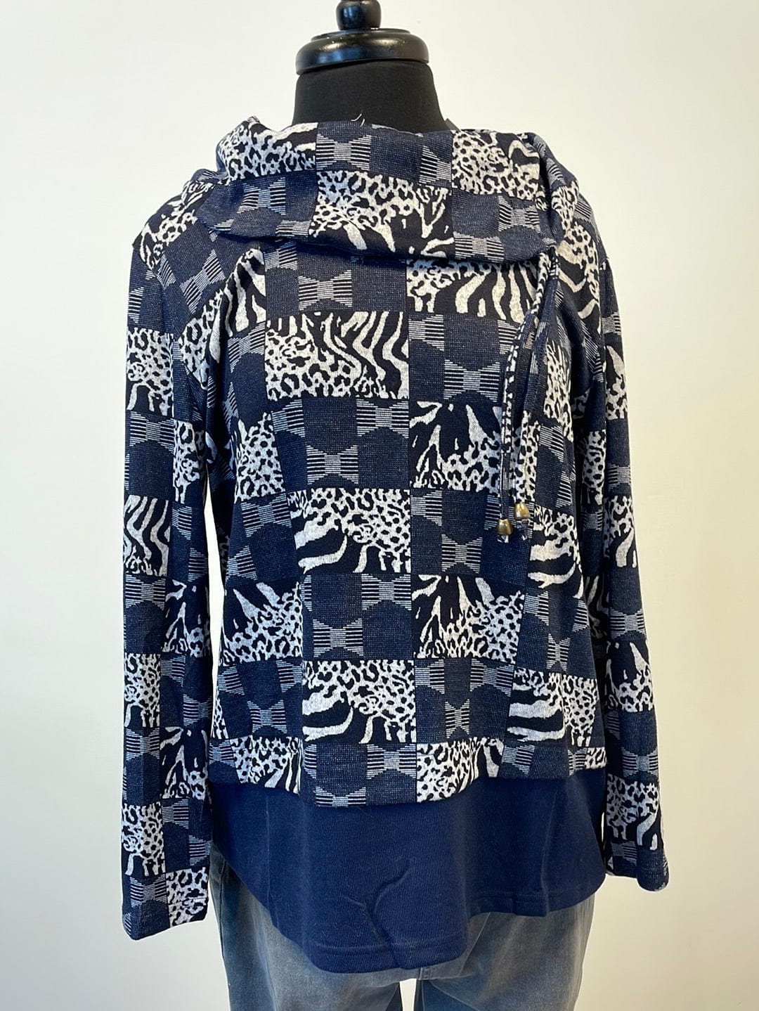 Navy Mix Print Top