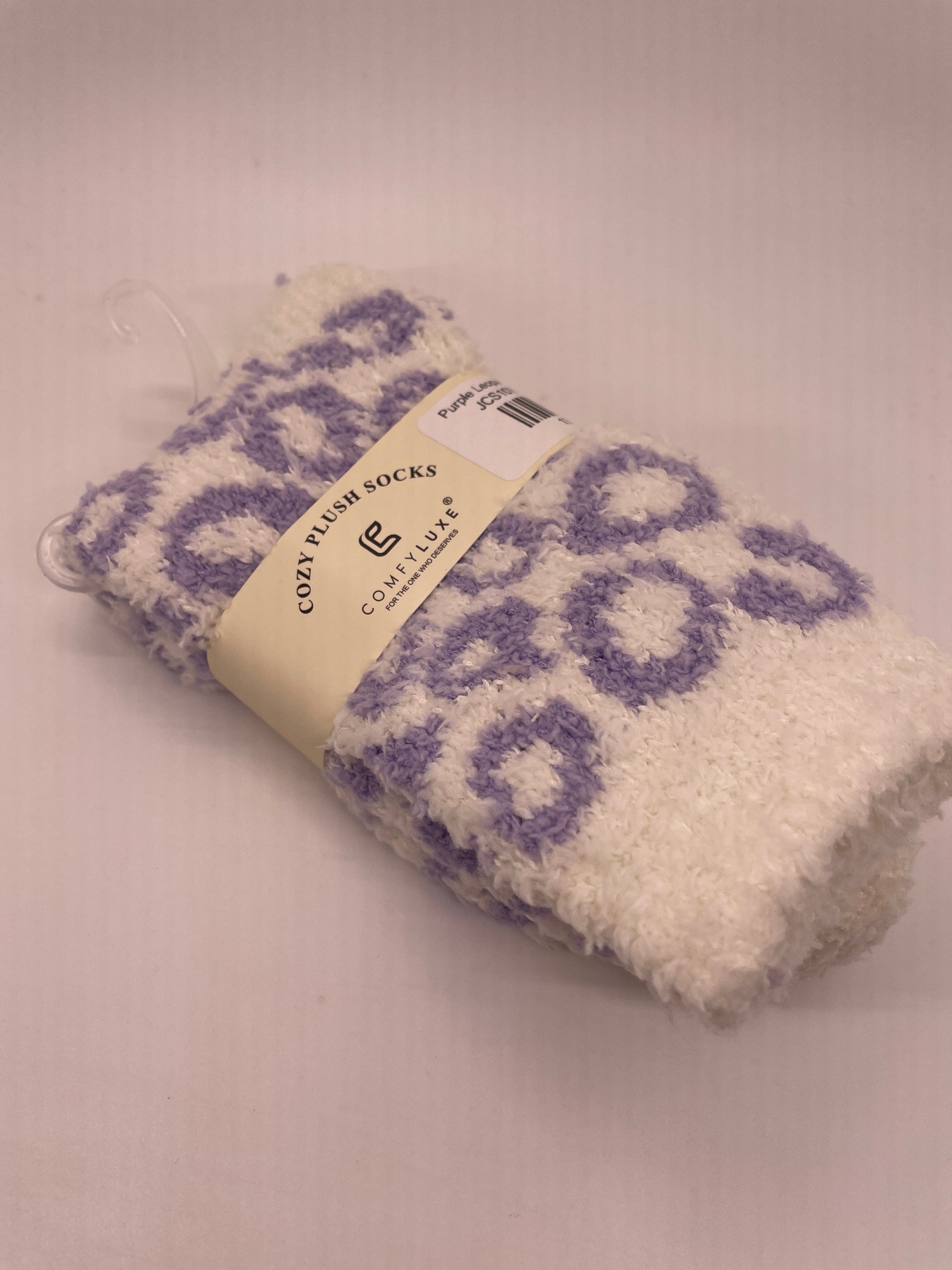 Purple Leopard Mini Crew Socks
