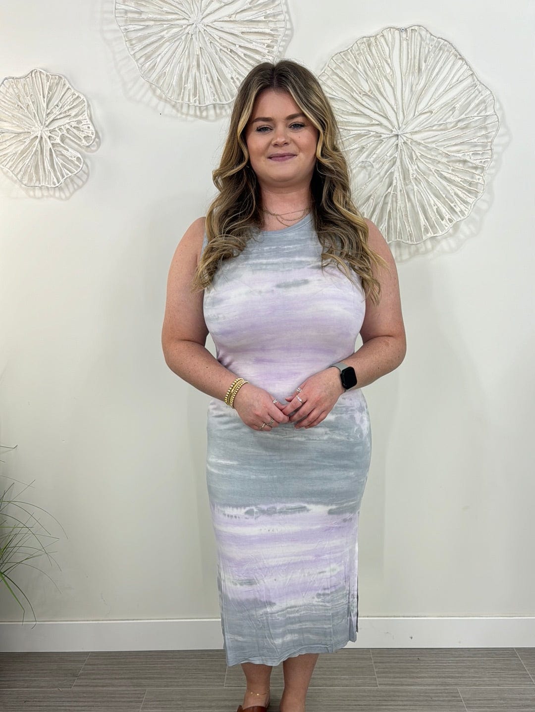 Grey & Lavender TieDye Jersey Dress
