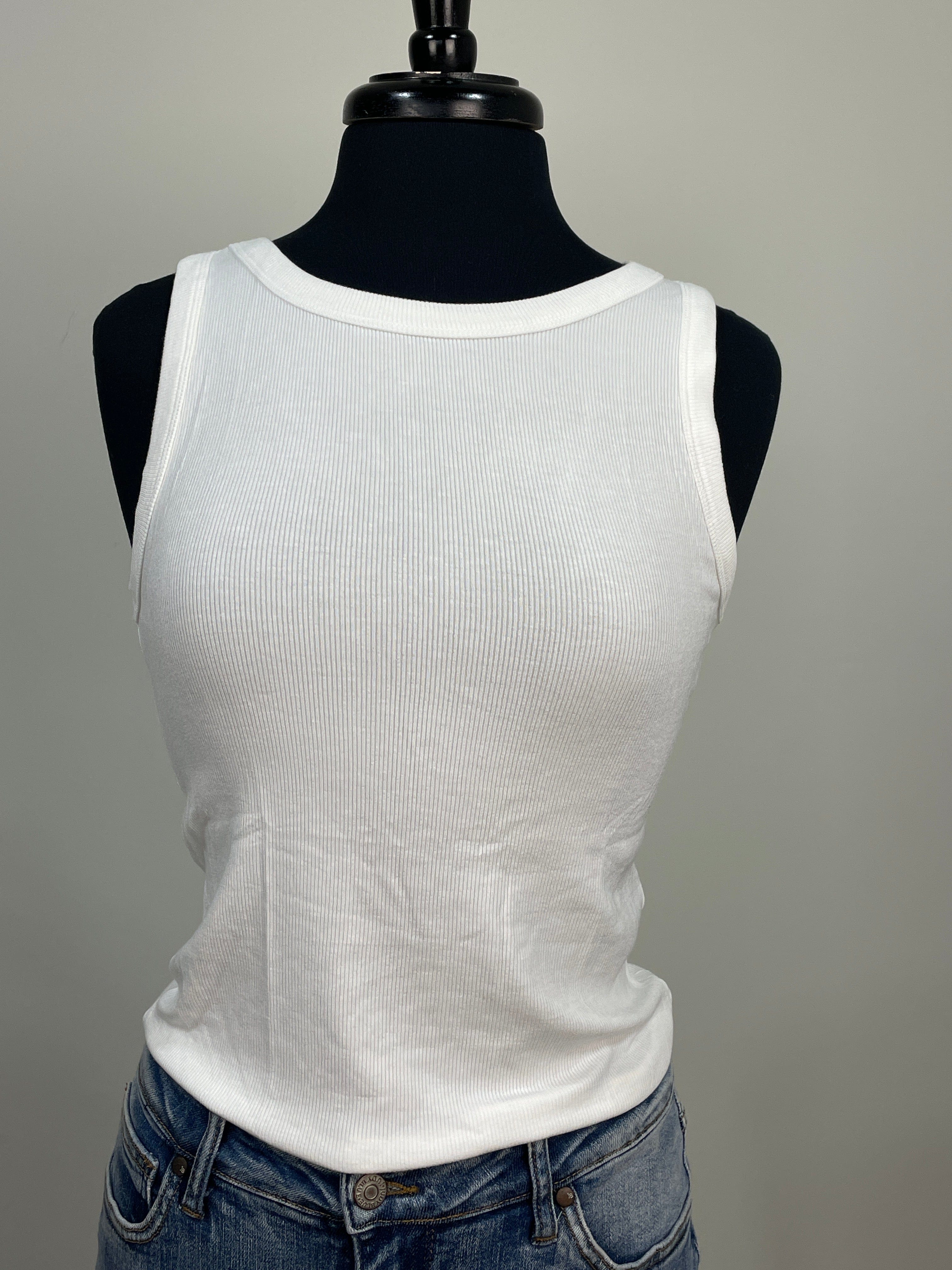 White Ribbed Tank