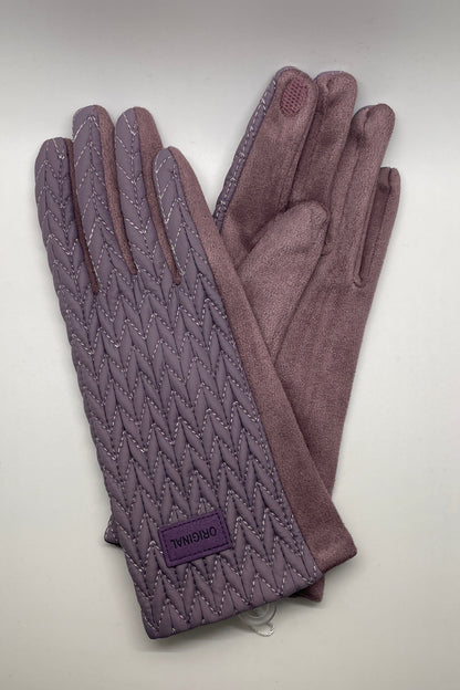 Mauve Stocking Stitch Texture Gloves