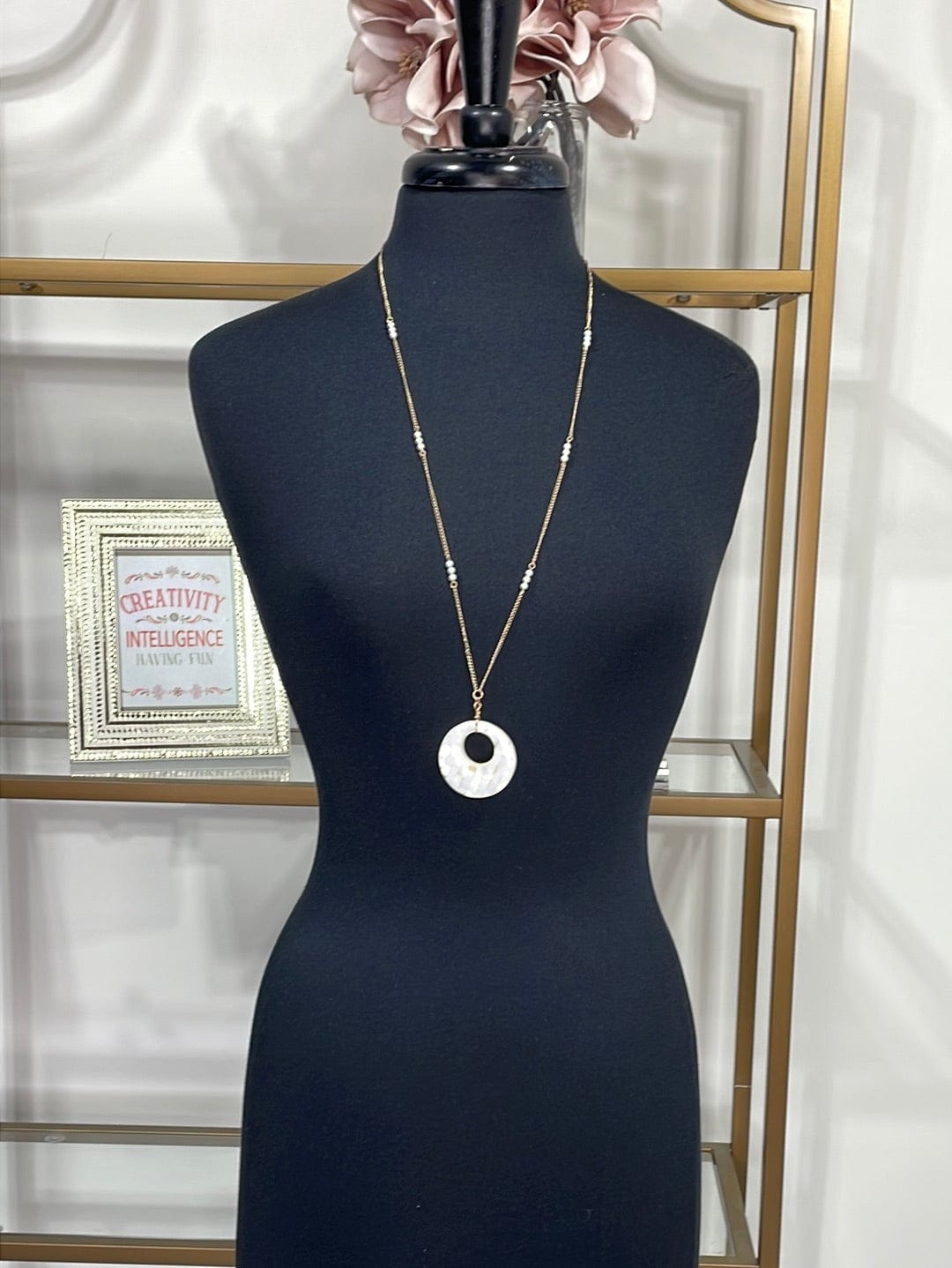 White Mosaic Pendant Necklace