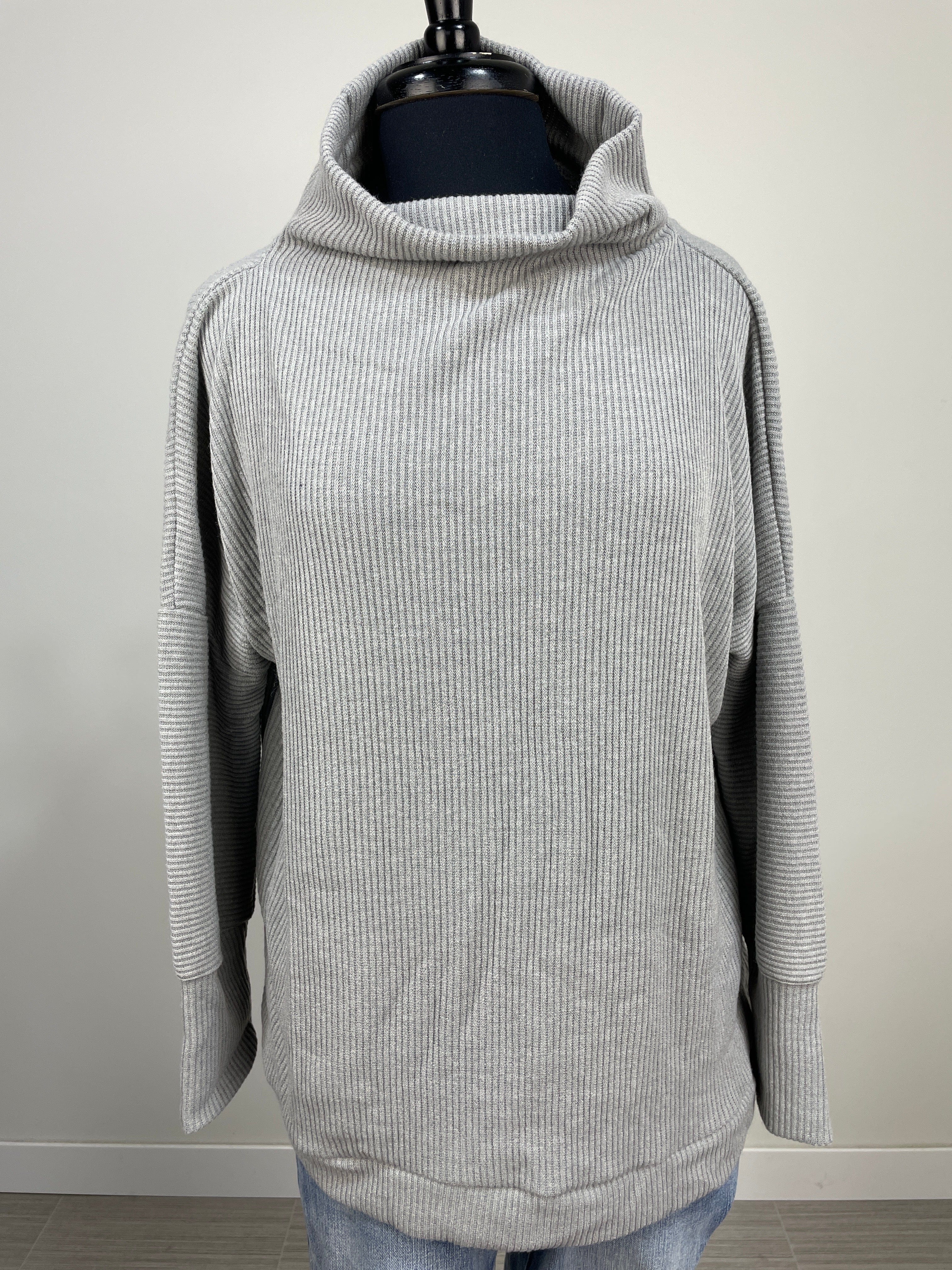 Grey Mockneck Ribbed Longsleeve